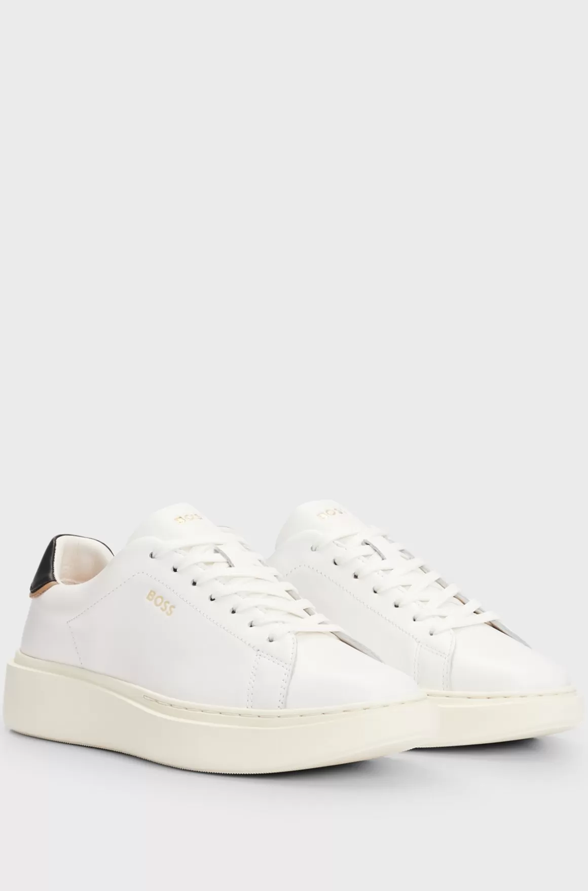 Dame HUGO BOSS Sneakers I Læder Med Logo Og Snørebånd