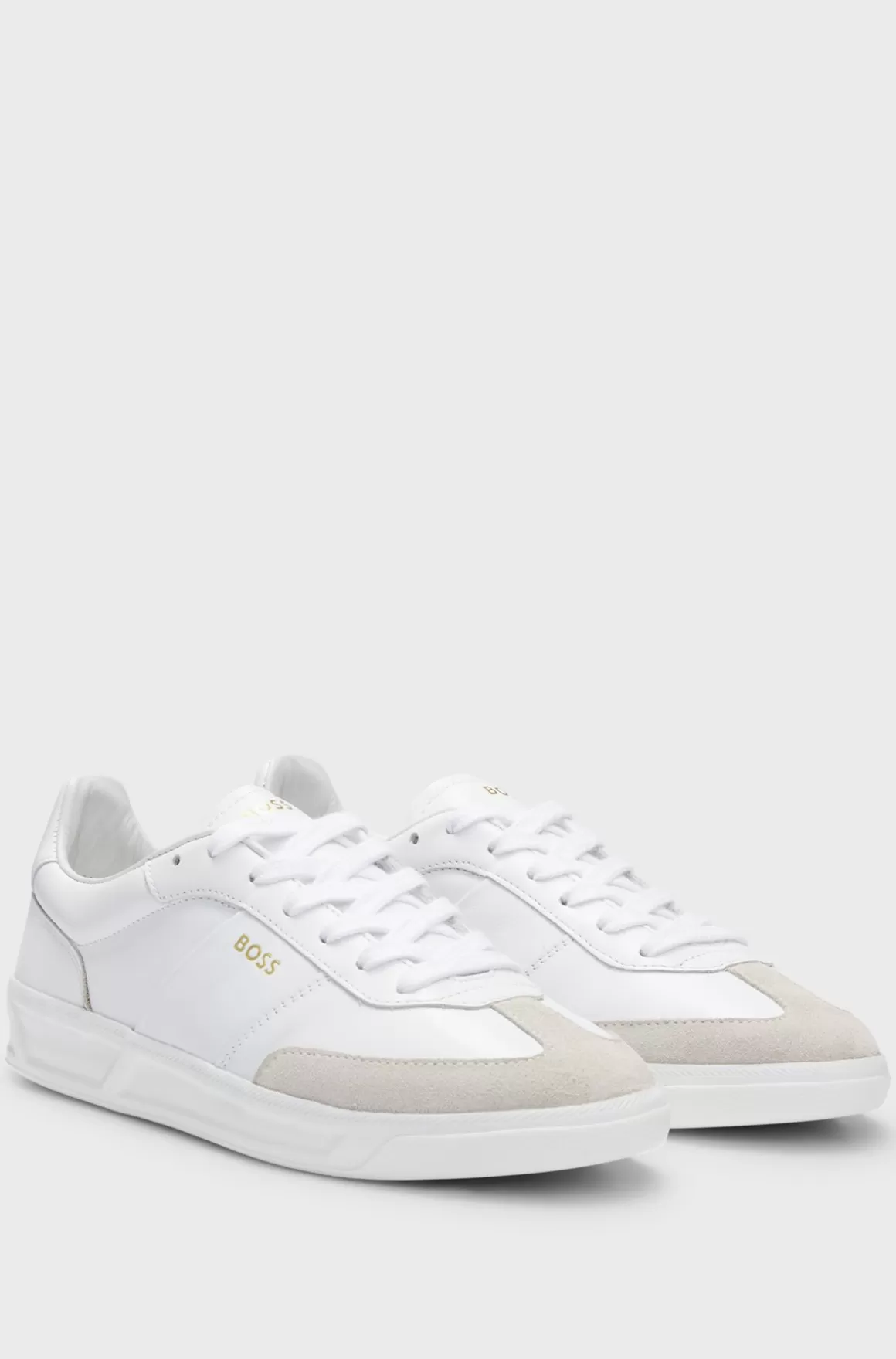 HUGO BOSS Sneakers I Læder Med Snørebånd Og Ruskindsdetaljer