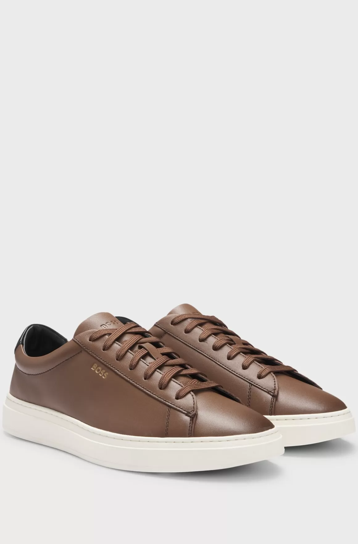 HUGO BOSS Sneakers I Poleret Læder Med Logo Og Snørebånd