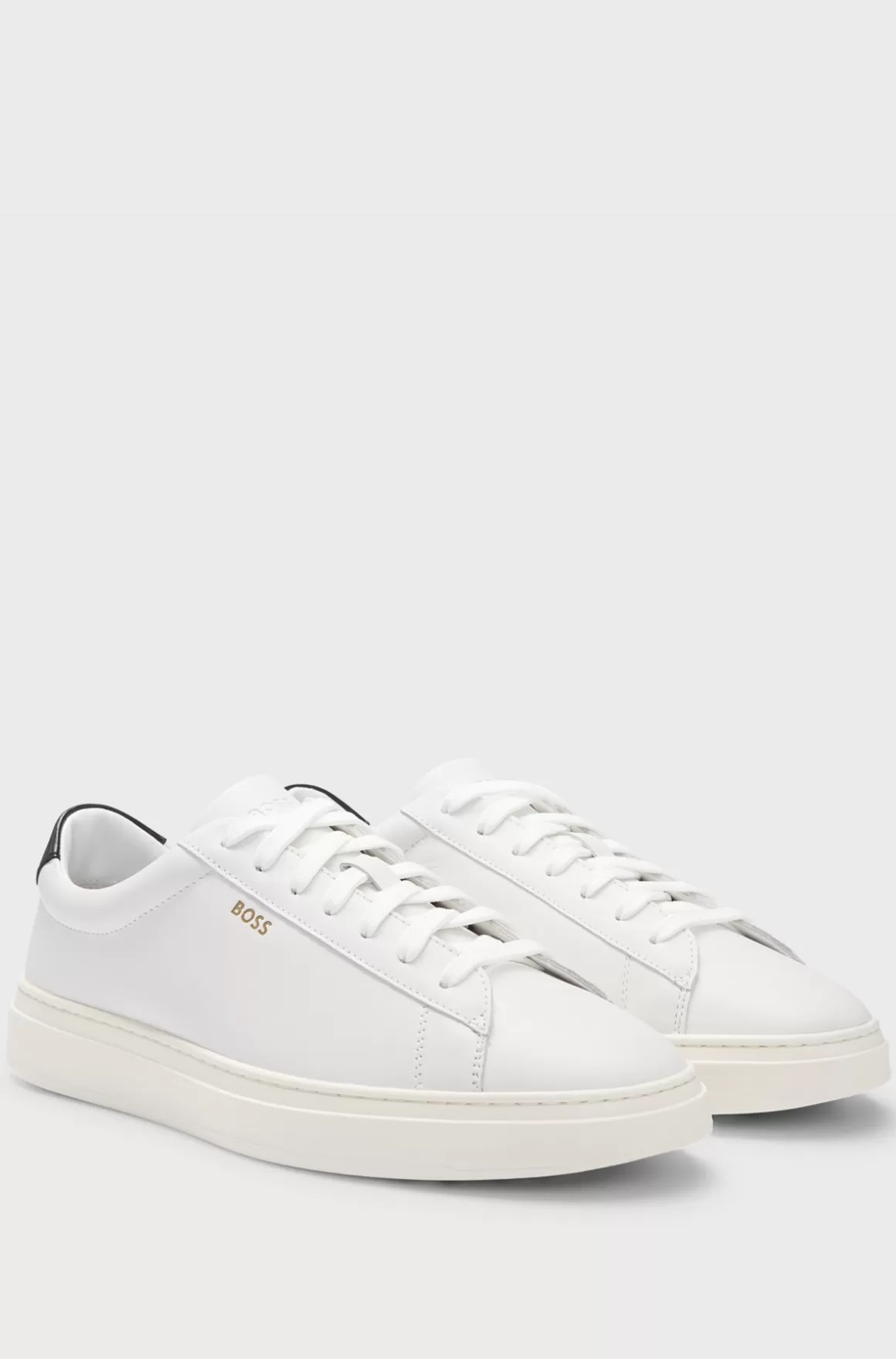 HUGO BOSS Sneakers I Poleret Læder Med Logo Og Snørebånd