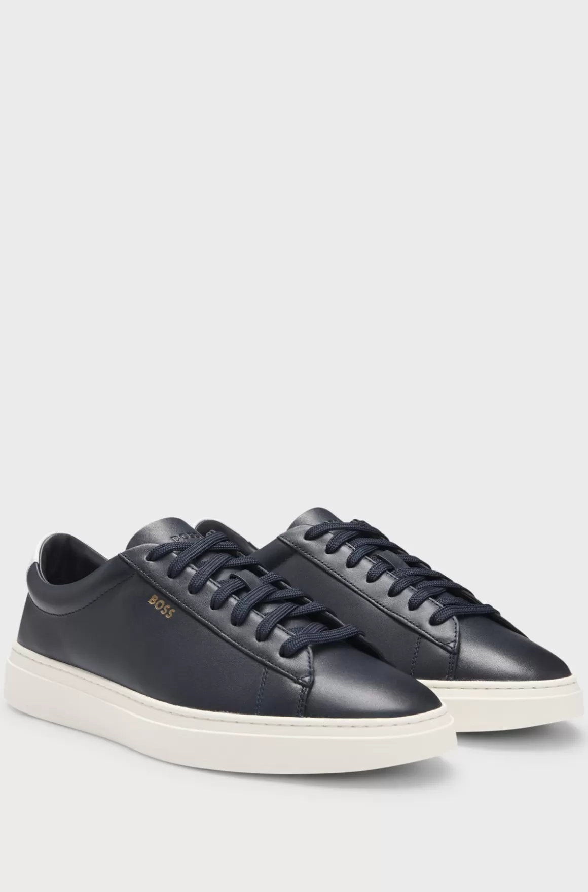 HUGO BOSS Sneakers I Poleret Læder Med Logo Og Snørebånd