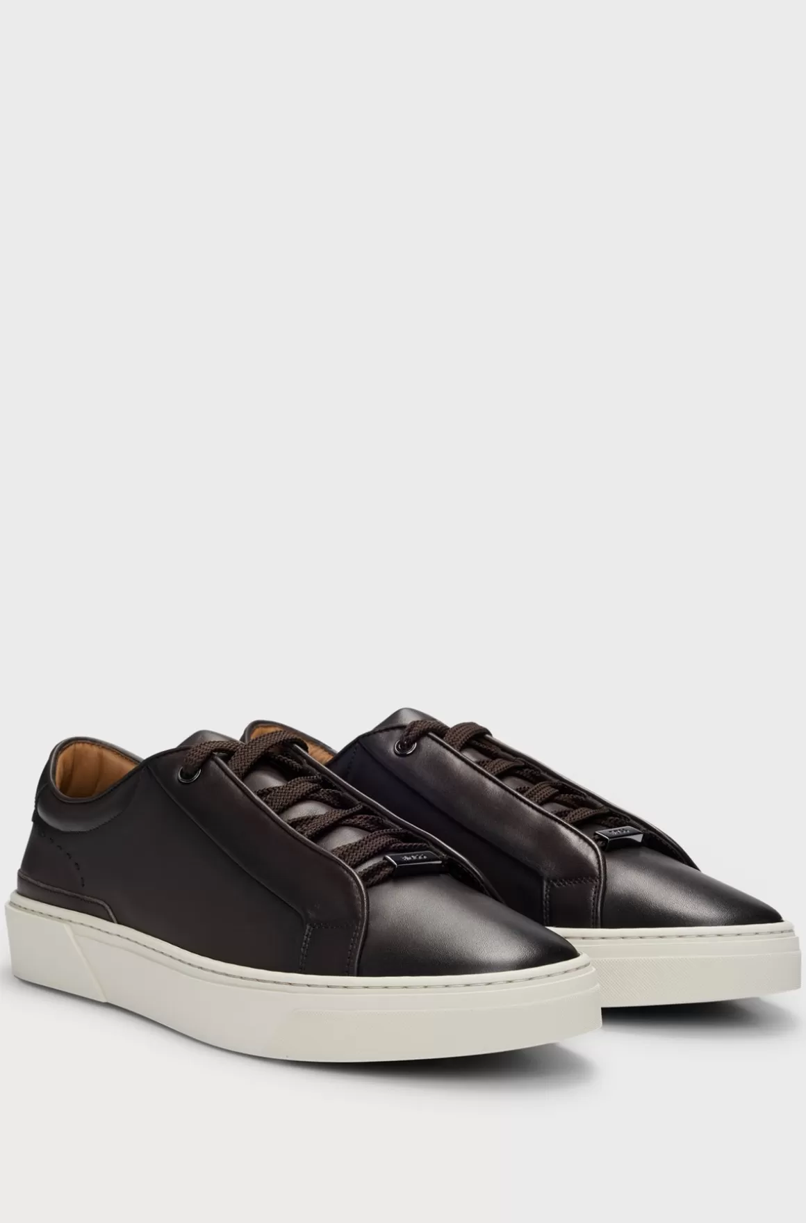 HUGO BOSS Sneakers I Poleret Læder Med Skjulte Snørebånd