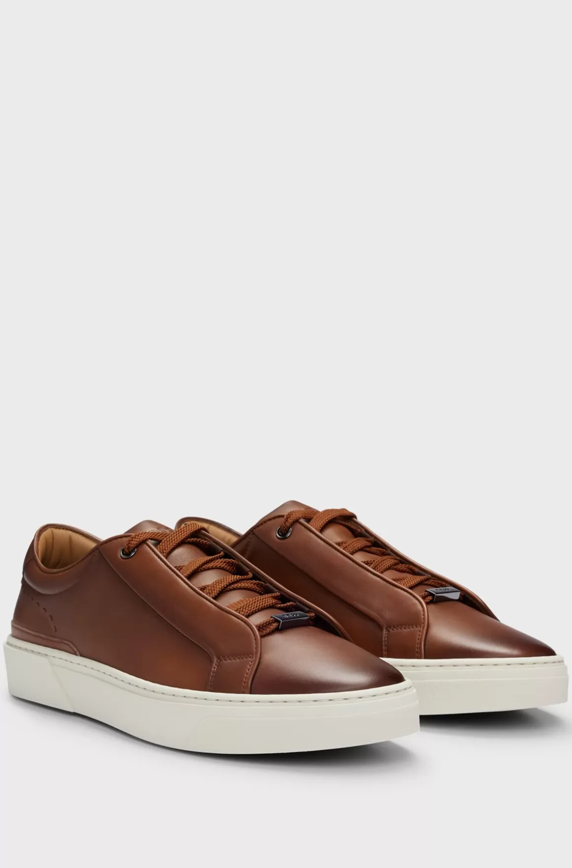 HUGO BOSS Sneakers I Poleret Læder Med Skjulte Snørebånd
