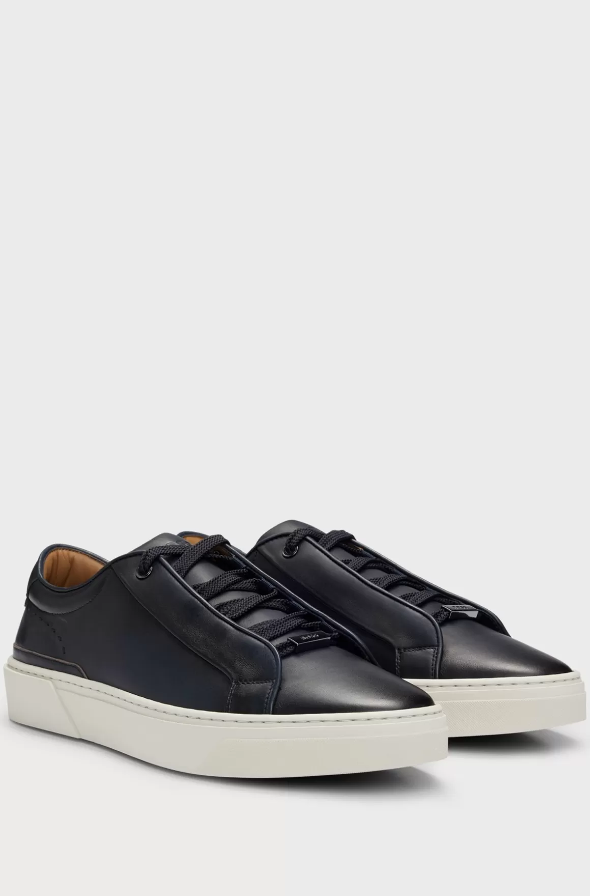 HUGO BOSS Sneakers I Poleret Læder Med Skjulte Snørebånd