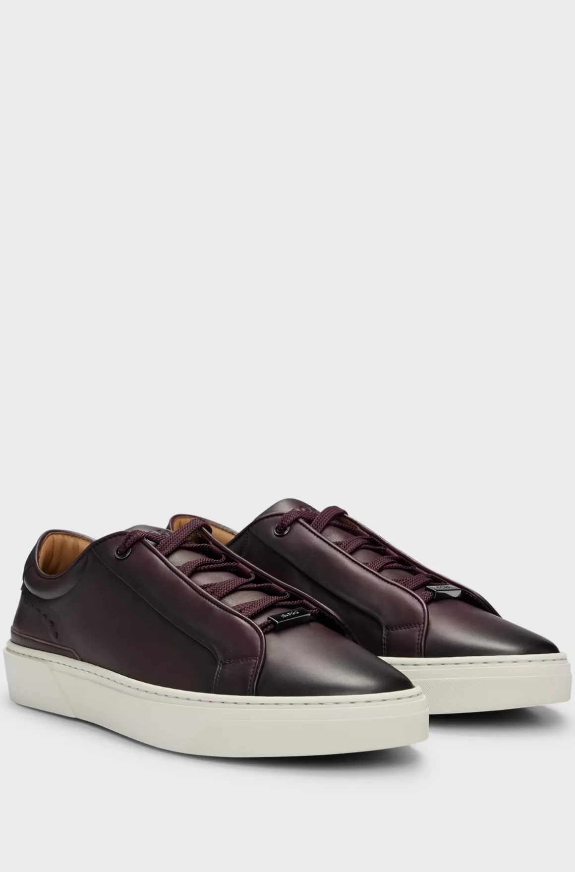HUGO BOSS Sneakers I Poleret Læder Med Skjulte Snørebånd