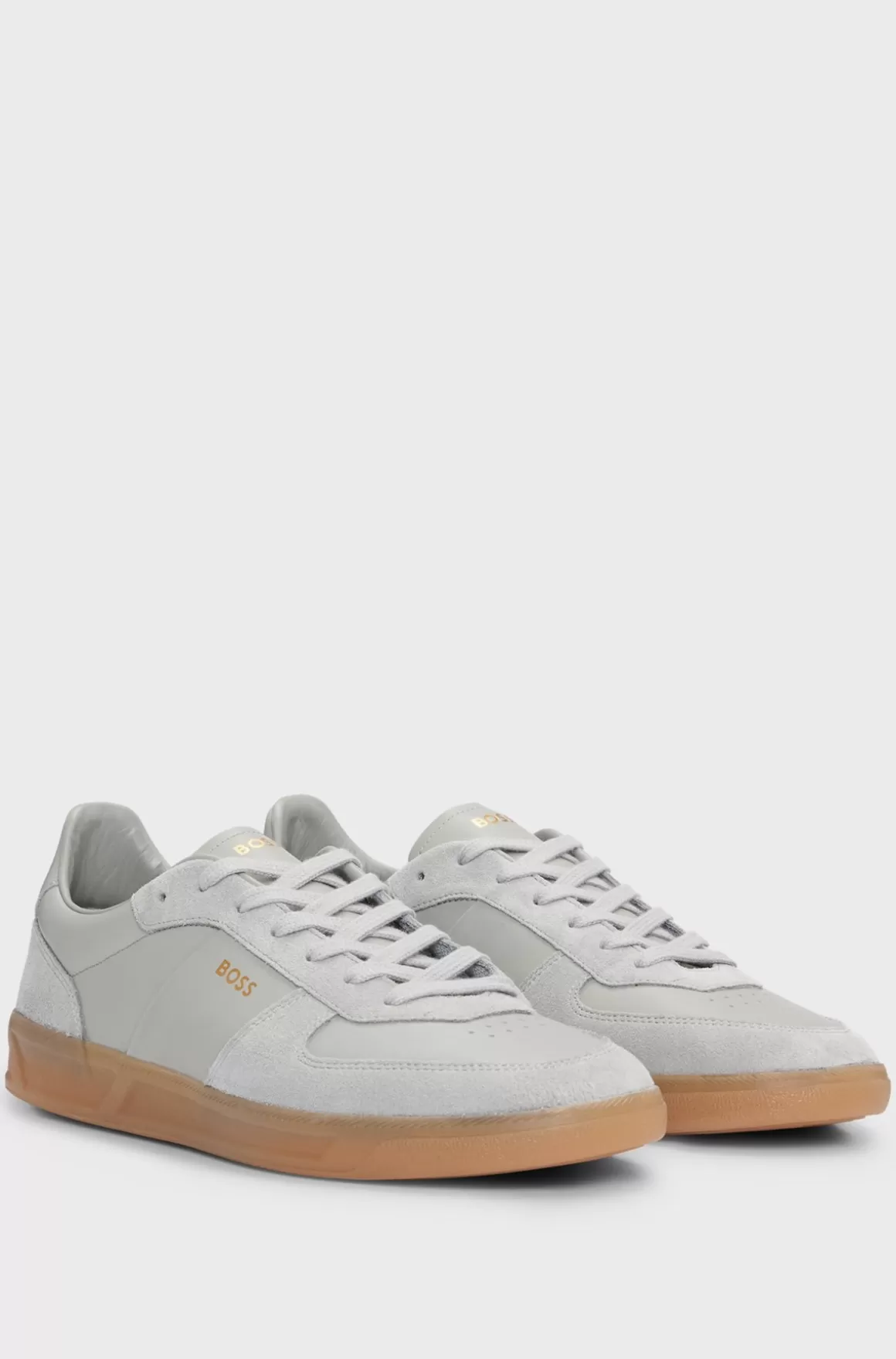 HUGO BOSS Sneakers I Ruskind Og Læder Med Folieprintet Branding