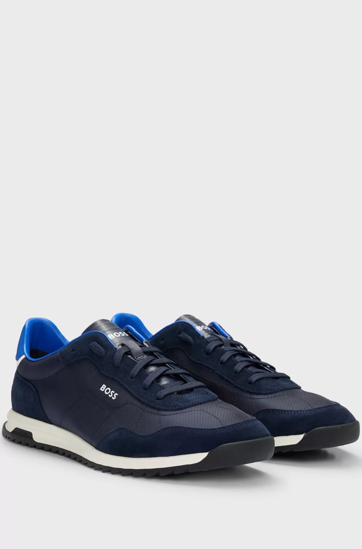 HUGO BOSS Sneakers I Strukturstof Og Ruskind Med Snørebånd