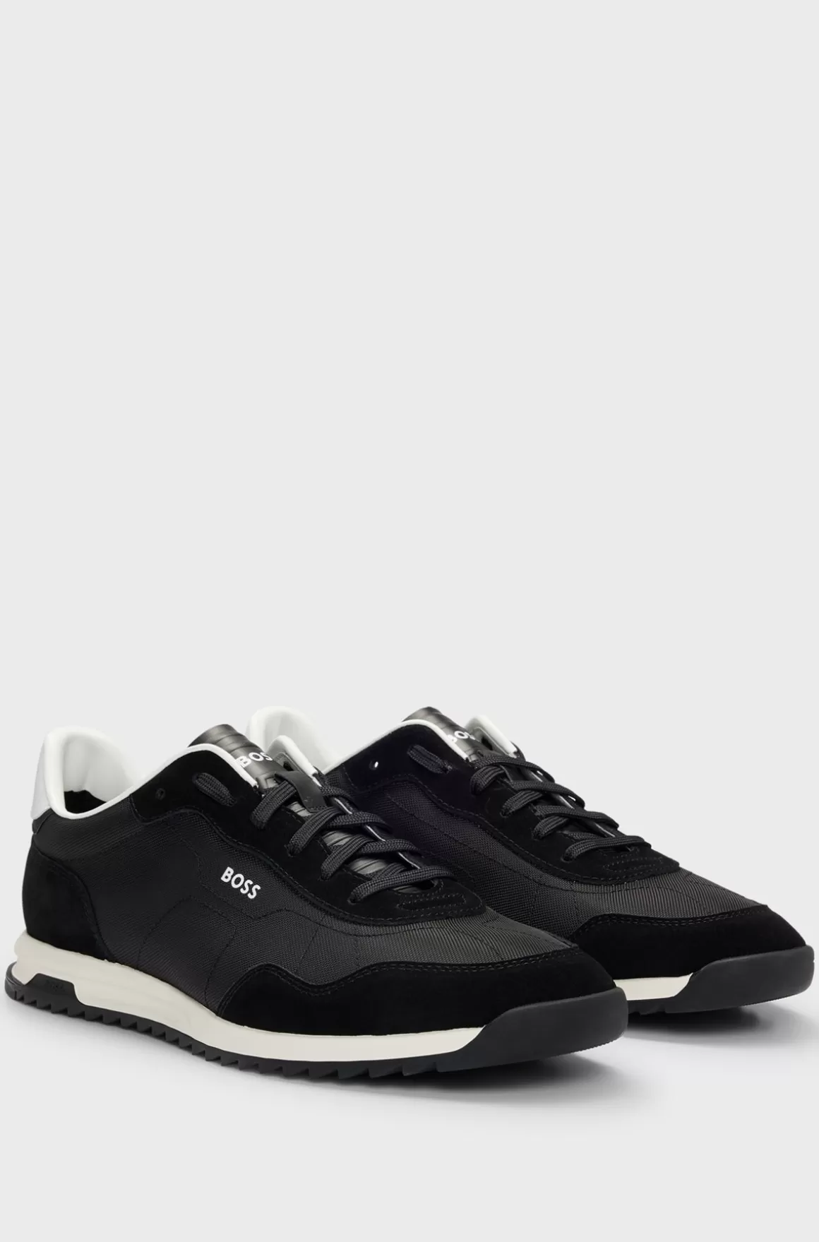 HUGO BOSS Sneakers I Strukturstof Og Ruskind Med Snørebånd