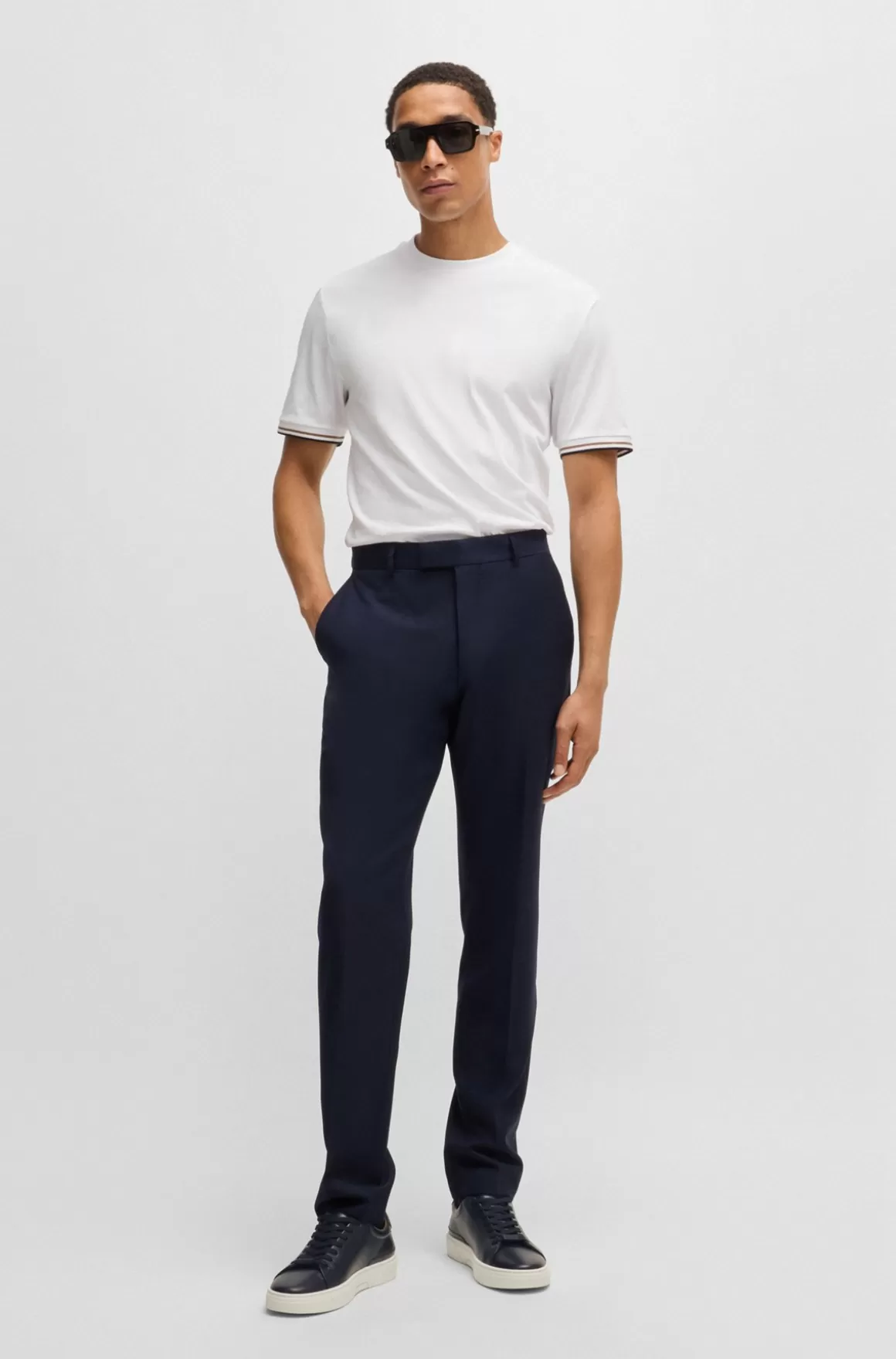 HUGO BOSS Sneakers Med Low Cut I Gary-læder Med Logo Ved Snørebåndene