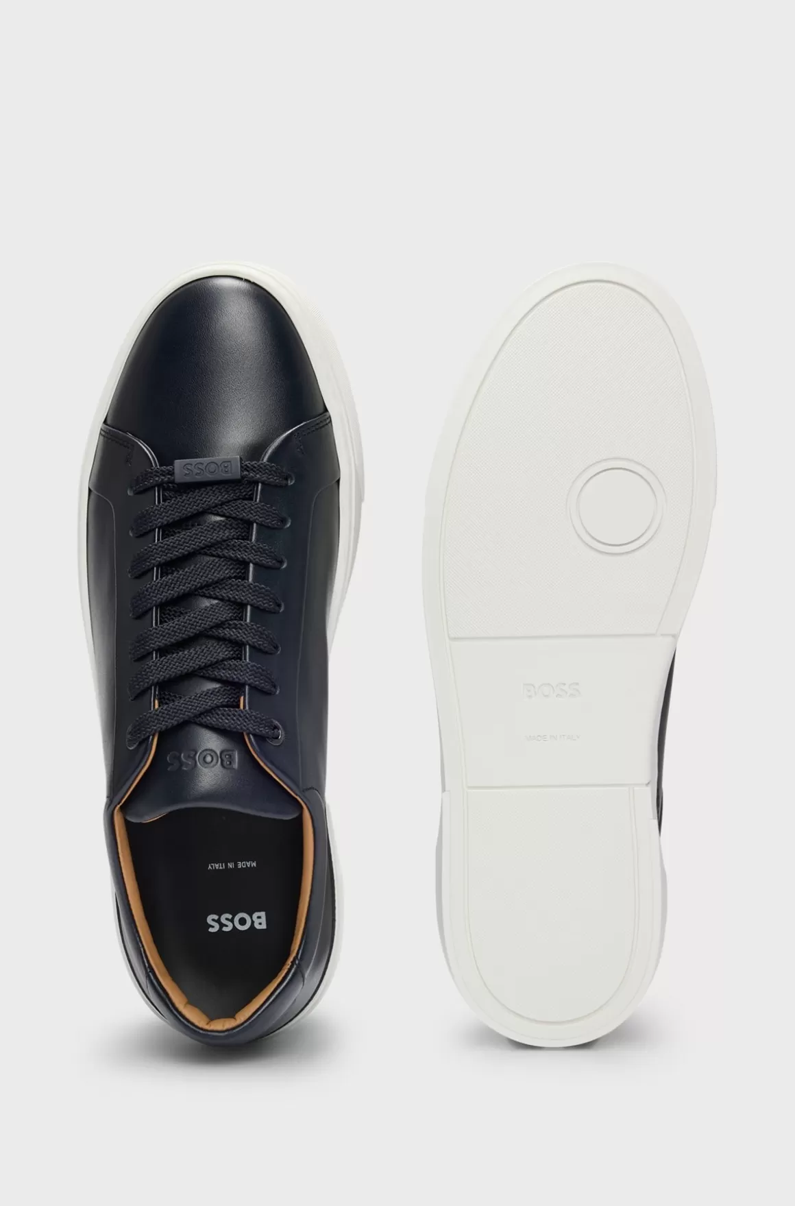 HUGO BOSS Sneakers Med Low Cut I Gary-læder Med Logo Ved Snørebåndene
