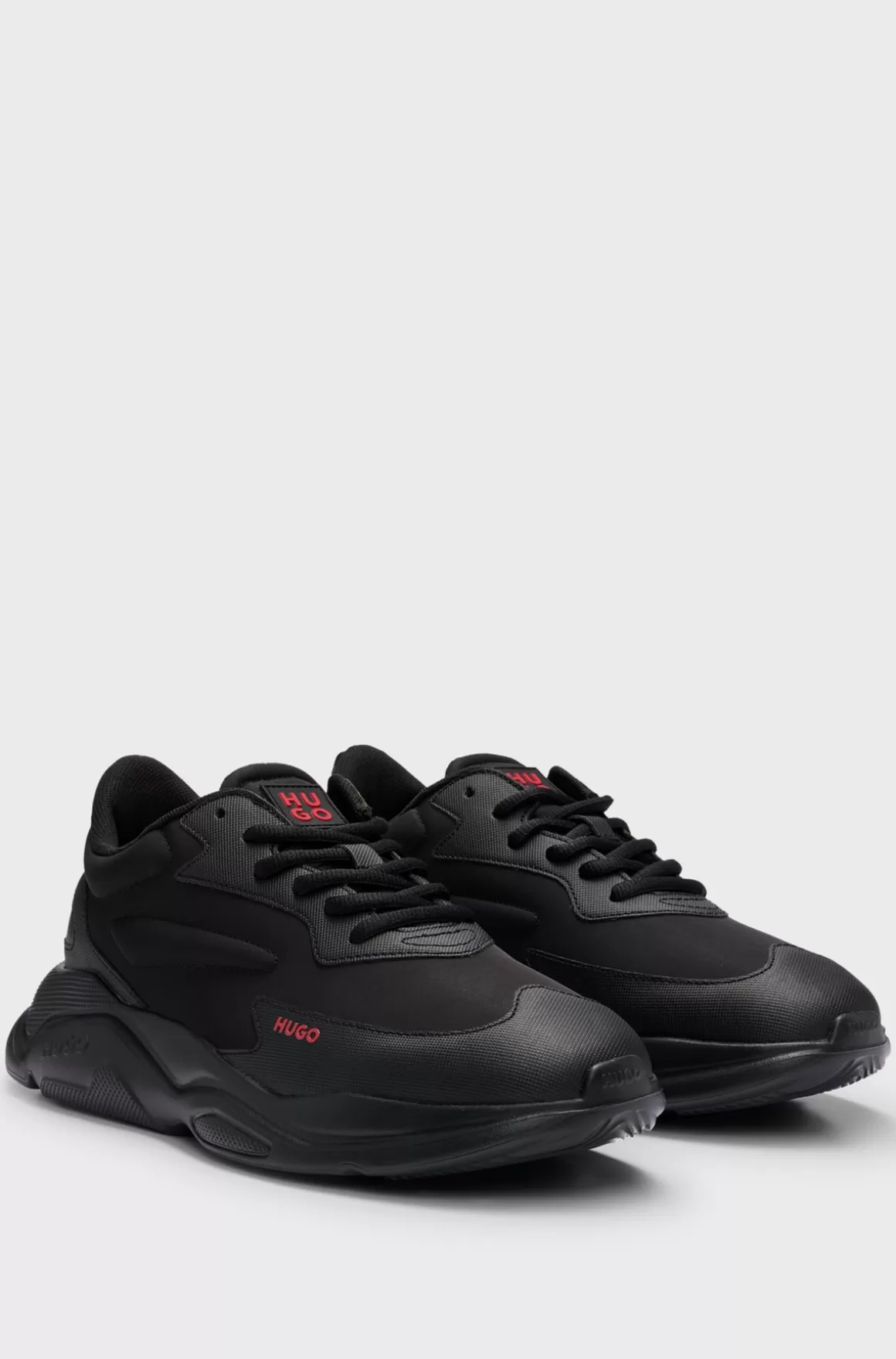 HUGO BOSS Sneakers Med Snørebånd I Blandede Materialer Med Imiteret Læder