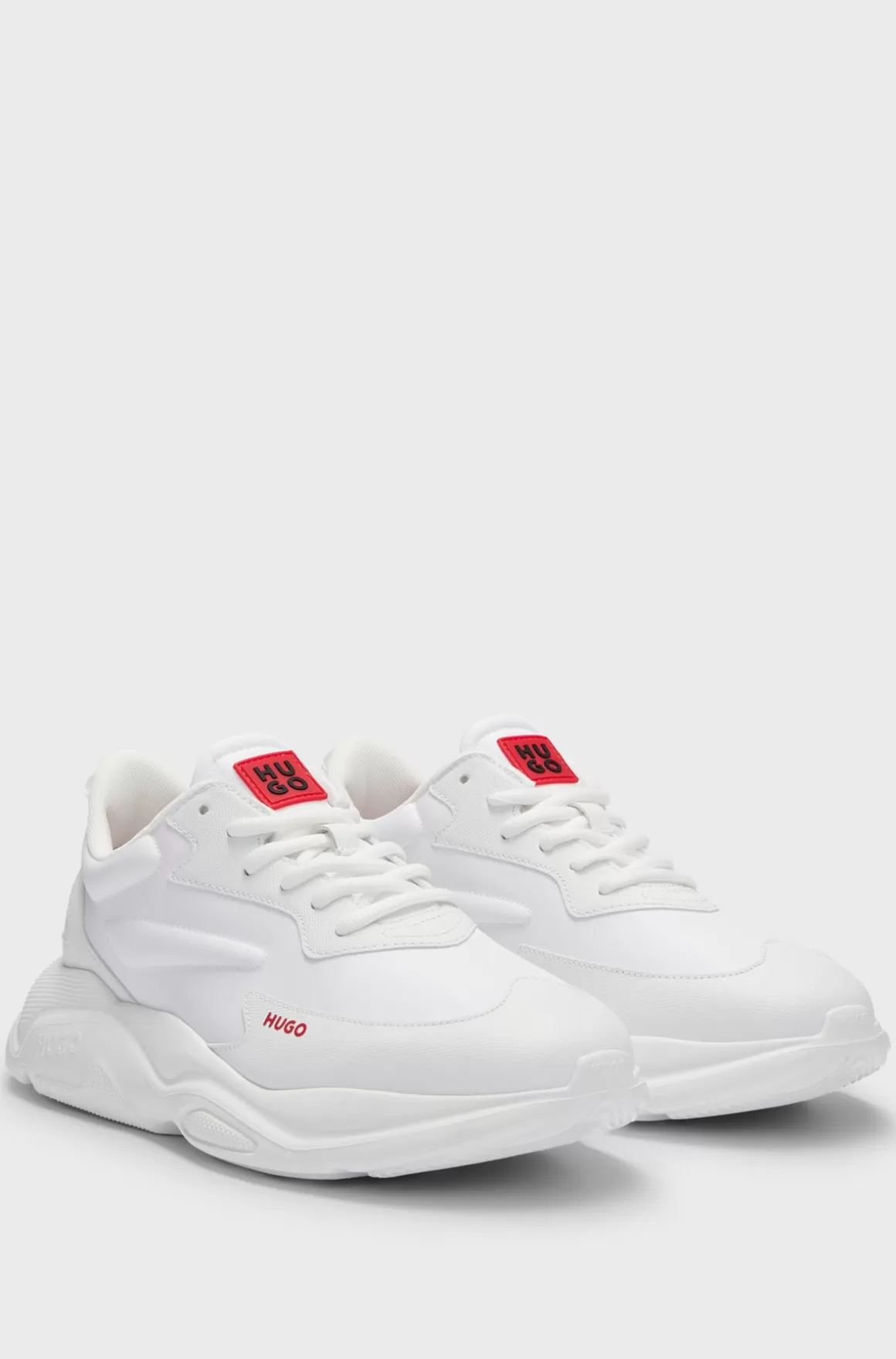 HUGO BOSS Sneakers Med Snørebånd I Blandede Materialer Med Imiteret Læder