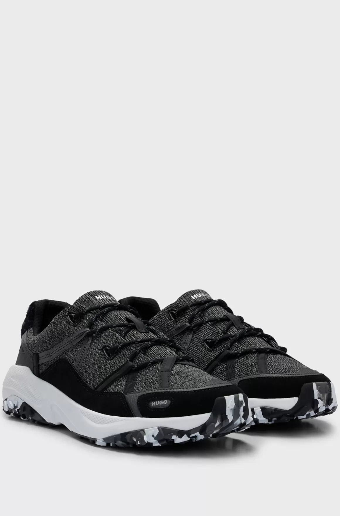 HUGO BOSS Sneakers Med Snørebånd, Strikket Overdel Og Ruskindsdetaljer