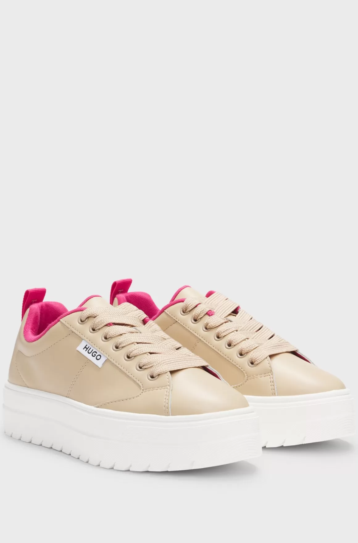 HUGO BOSS Sneakers På Plateausål Med Logoflag Og Signaturdetaljer