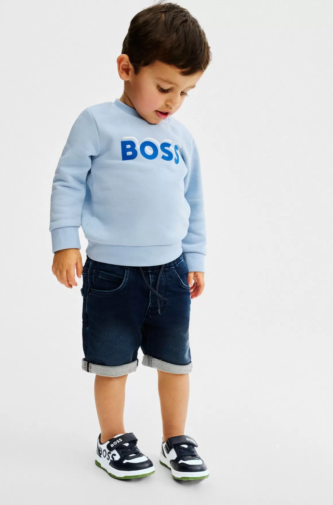 Børn HUGO BOSS Sneakers Til Børn I Kanvas Og Læder Med Brandet Rem