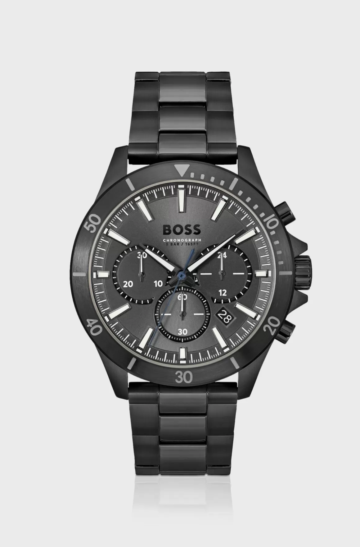 HUGO BOSS Sortbelagt Kronograf-ur Med Leddelt Rem