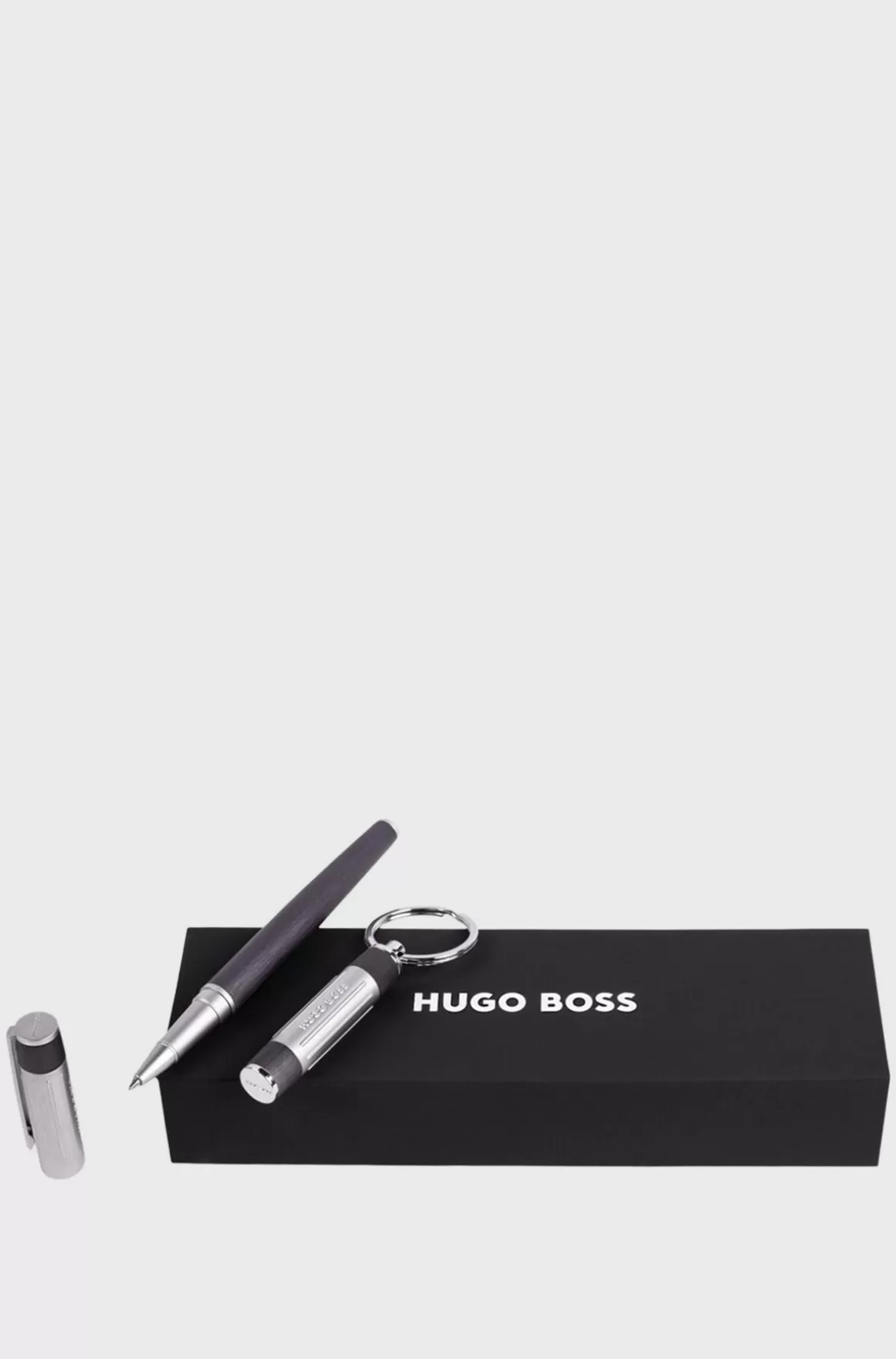HUGO BOSS Sæt Med Nøglering I Gunmetal Og En Kuglepen