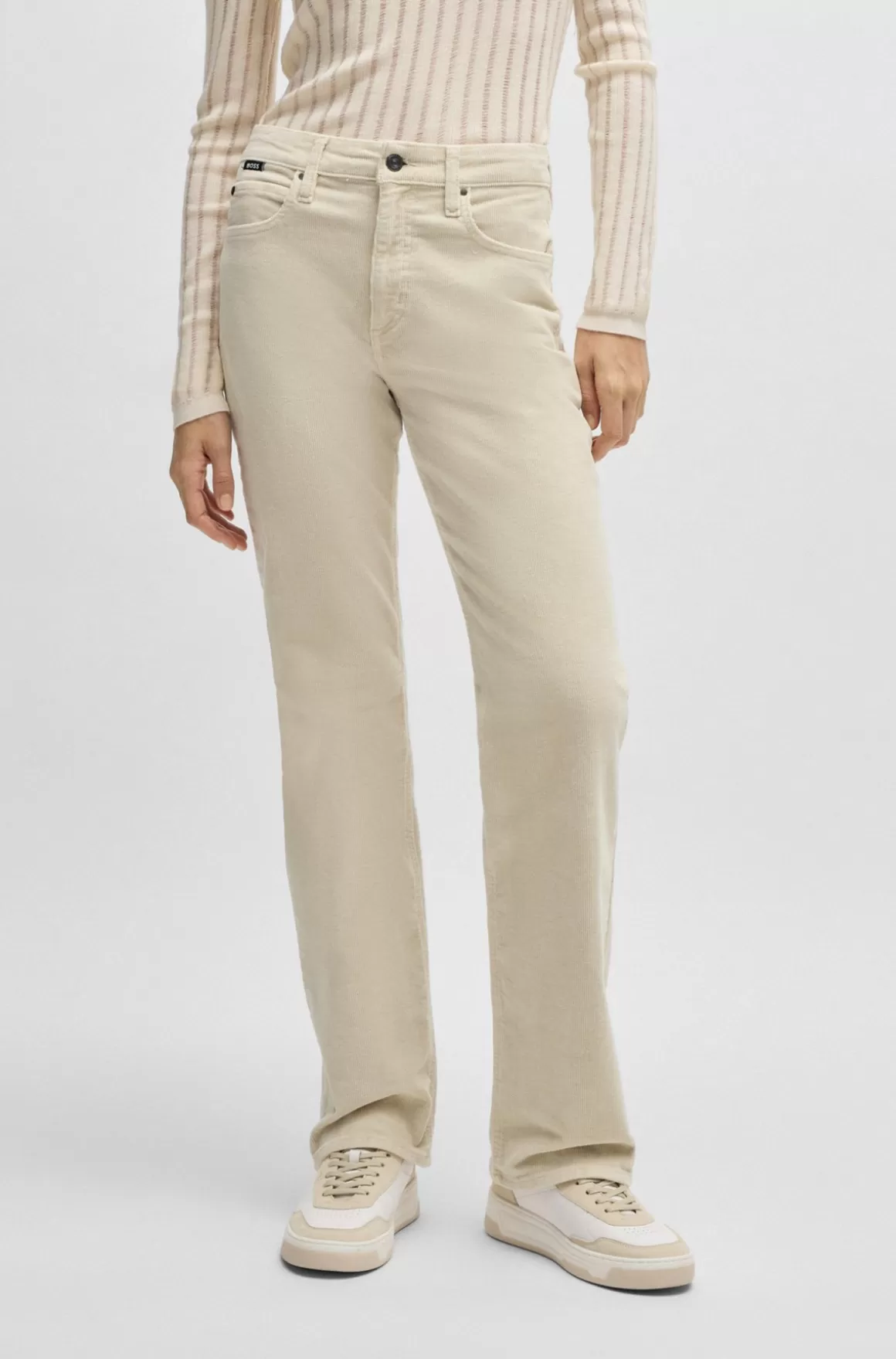 HUGO BOSS Straight Fit Jeans I Fløjlsdenim Af Bomuld Med Stræk
