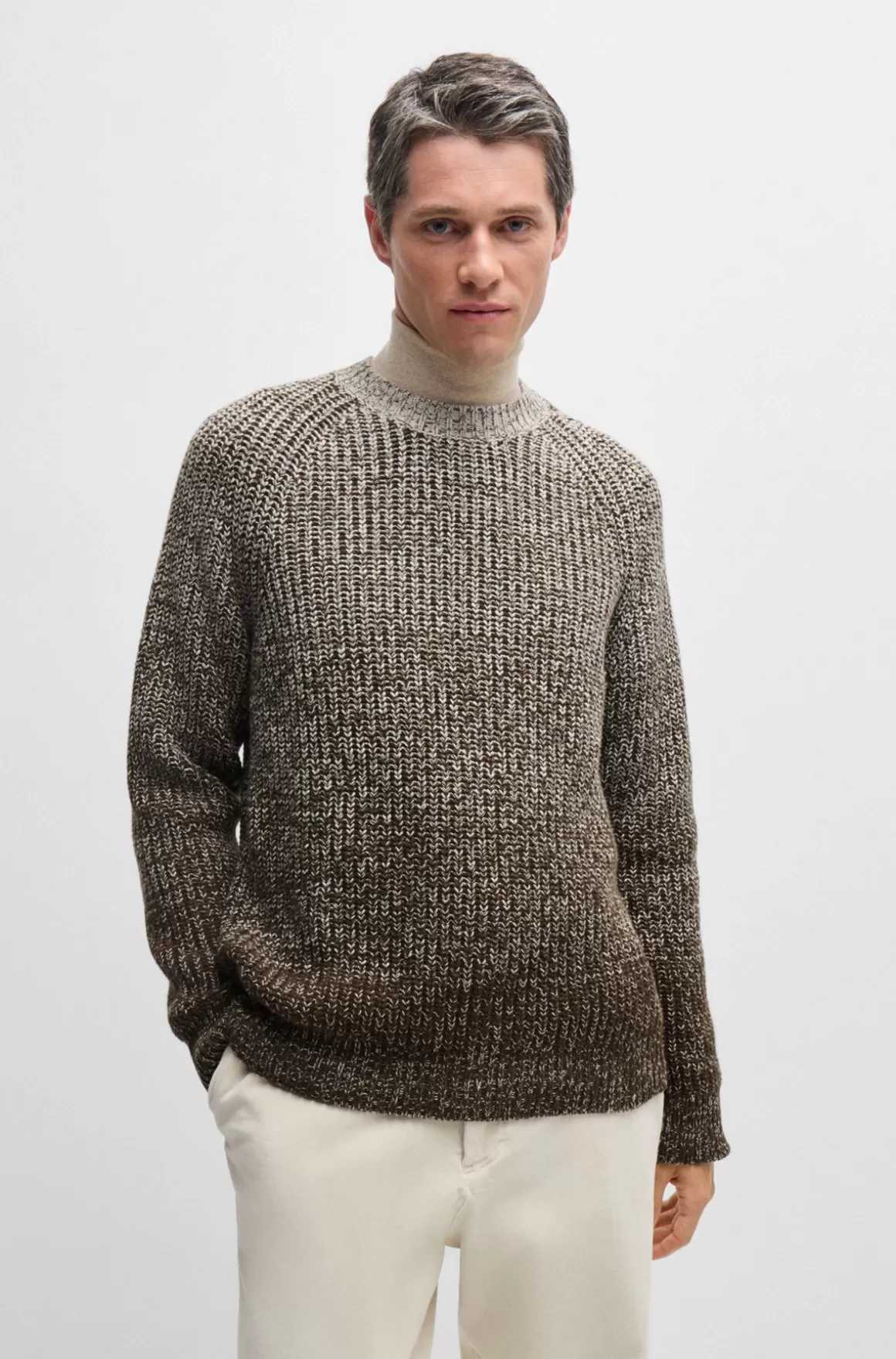 HUGO BOSS Strikket Regular Fit Sweater Med Gradueret Farve