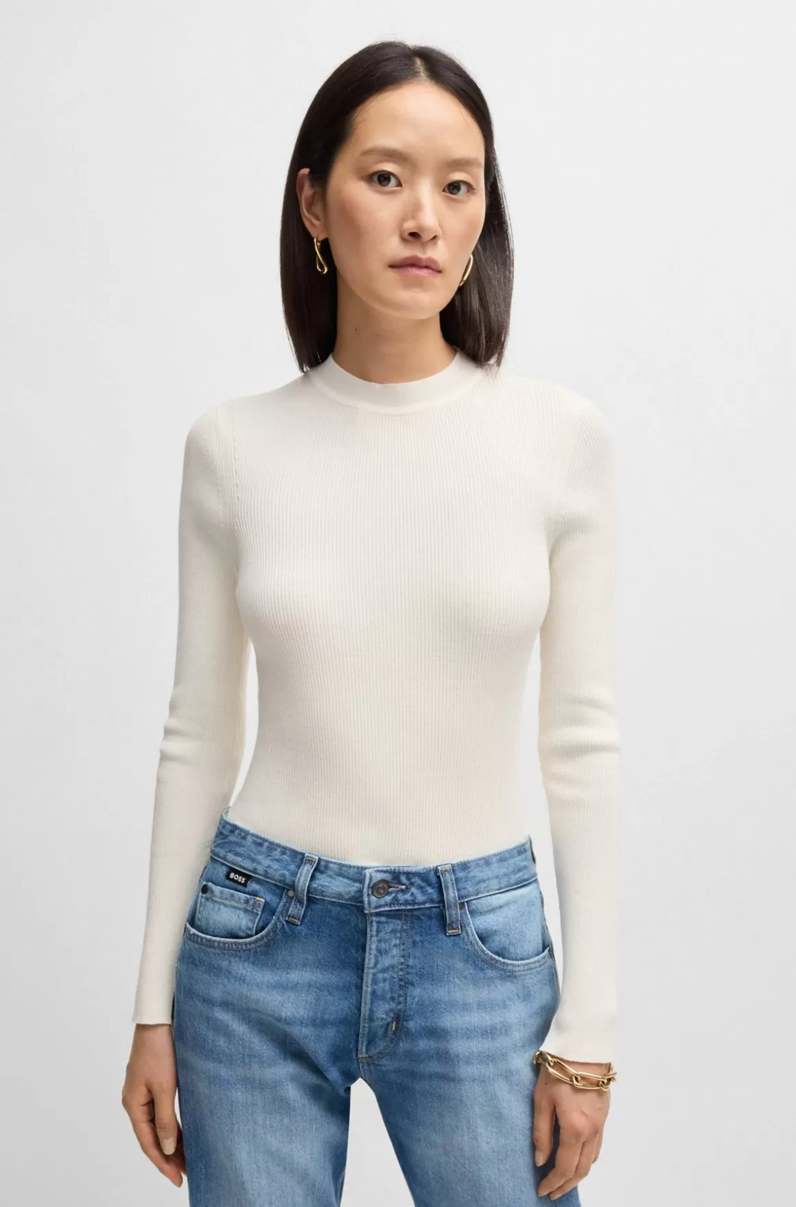HUGO BOSS Strikket Sweater Med Ribstruktur