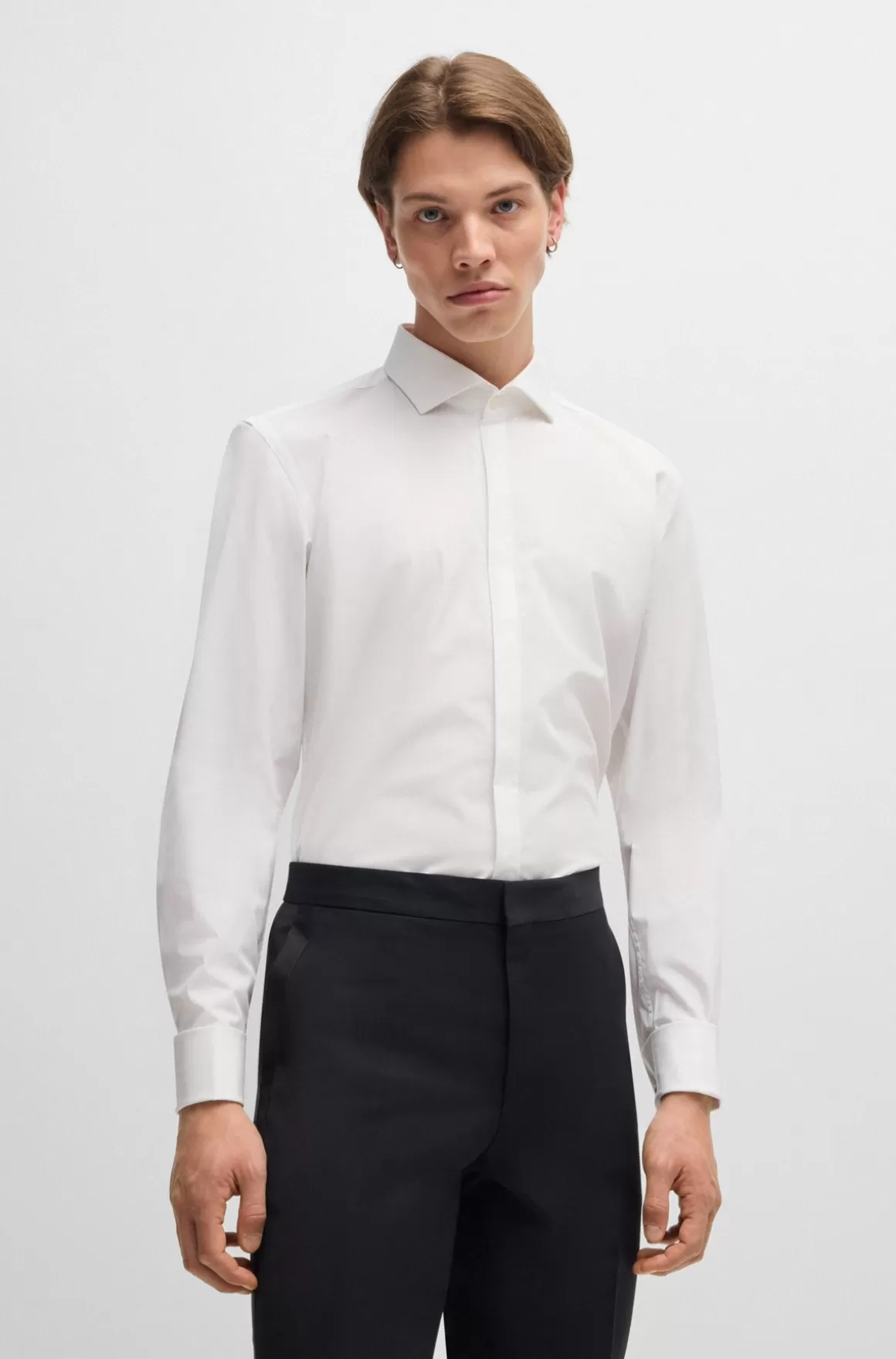 HUGO BOSS Strygelet Skjorte Med Slim Fit I Bomuldspoplin