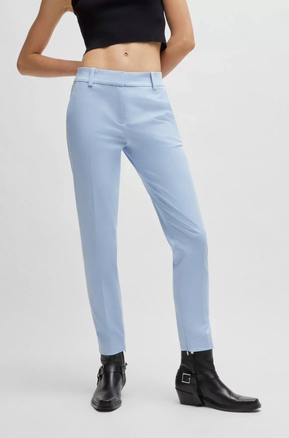 HUGO BOSS Stumpede Bukser Med Slim Fit Og Indvendige Lynlåssømme