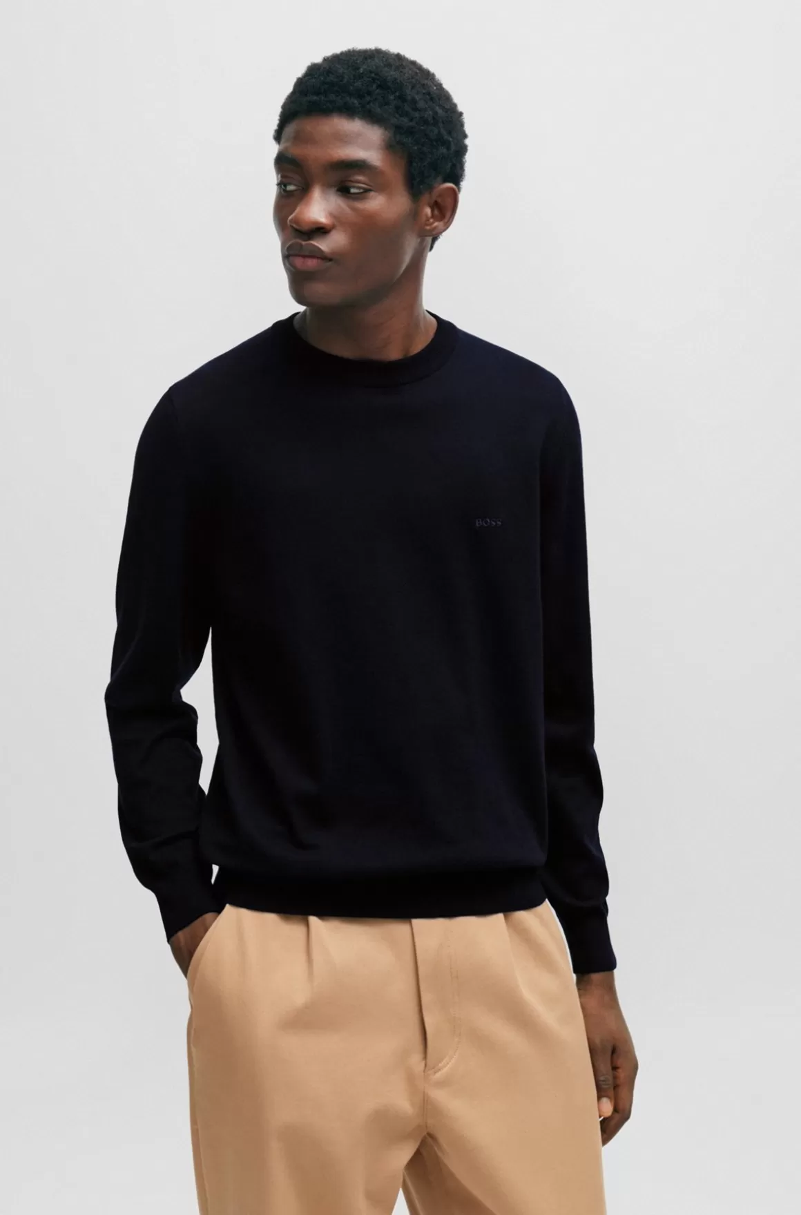 HUGO BOSS Sweater Af Bomuld Med Broderet Logo