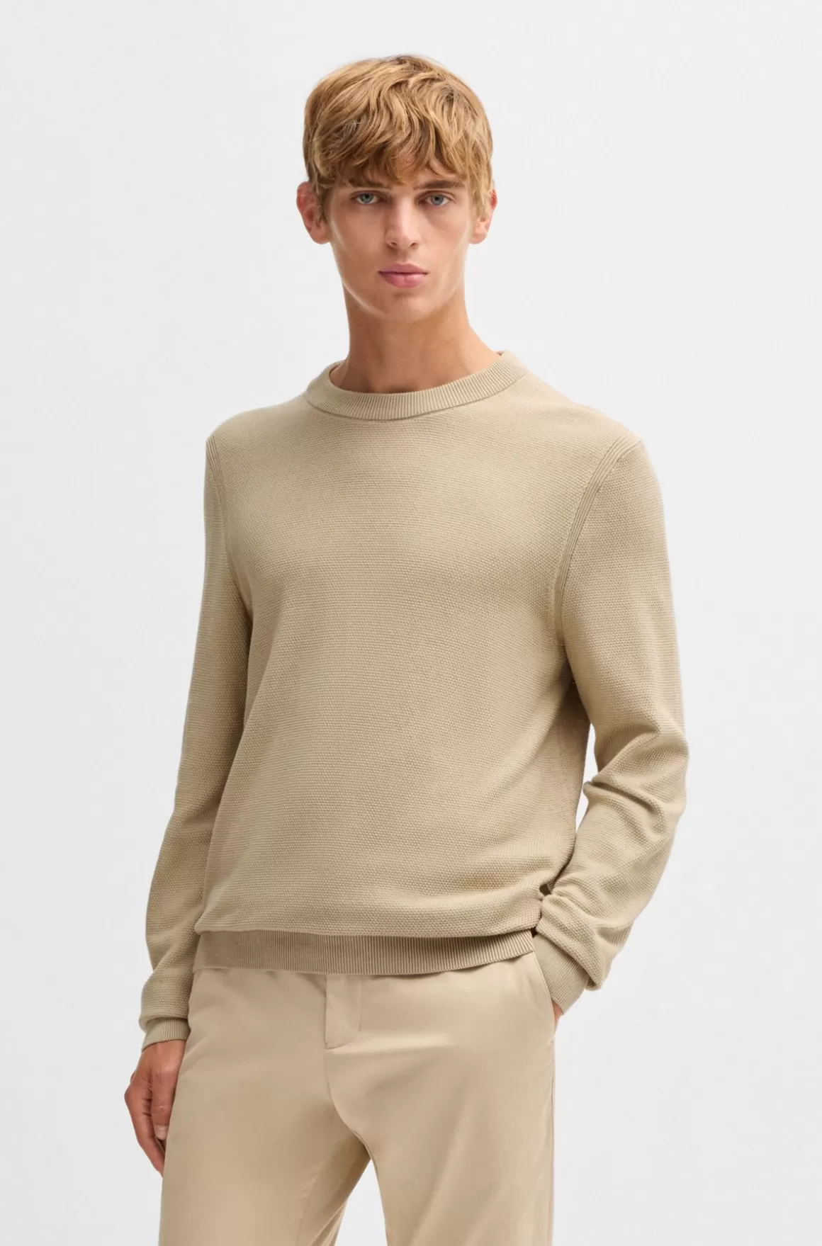 HUGO BOSS Sweater I Bomuld Med Mikrostruktur