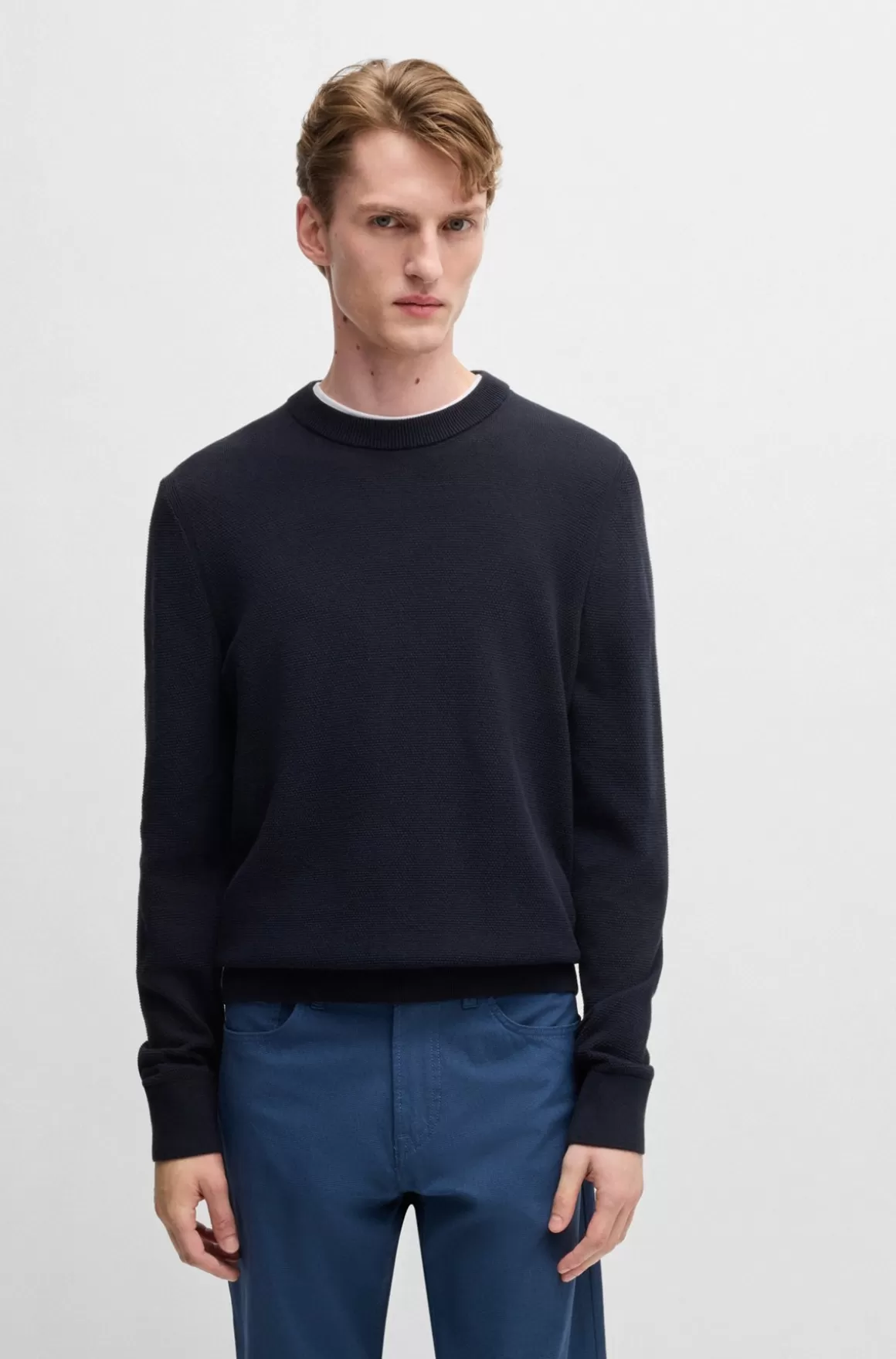 HUGO BOSS Sweater I Bomuld Med Mikrostruktur