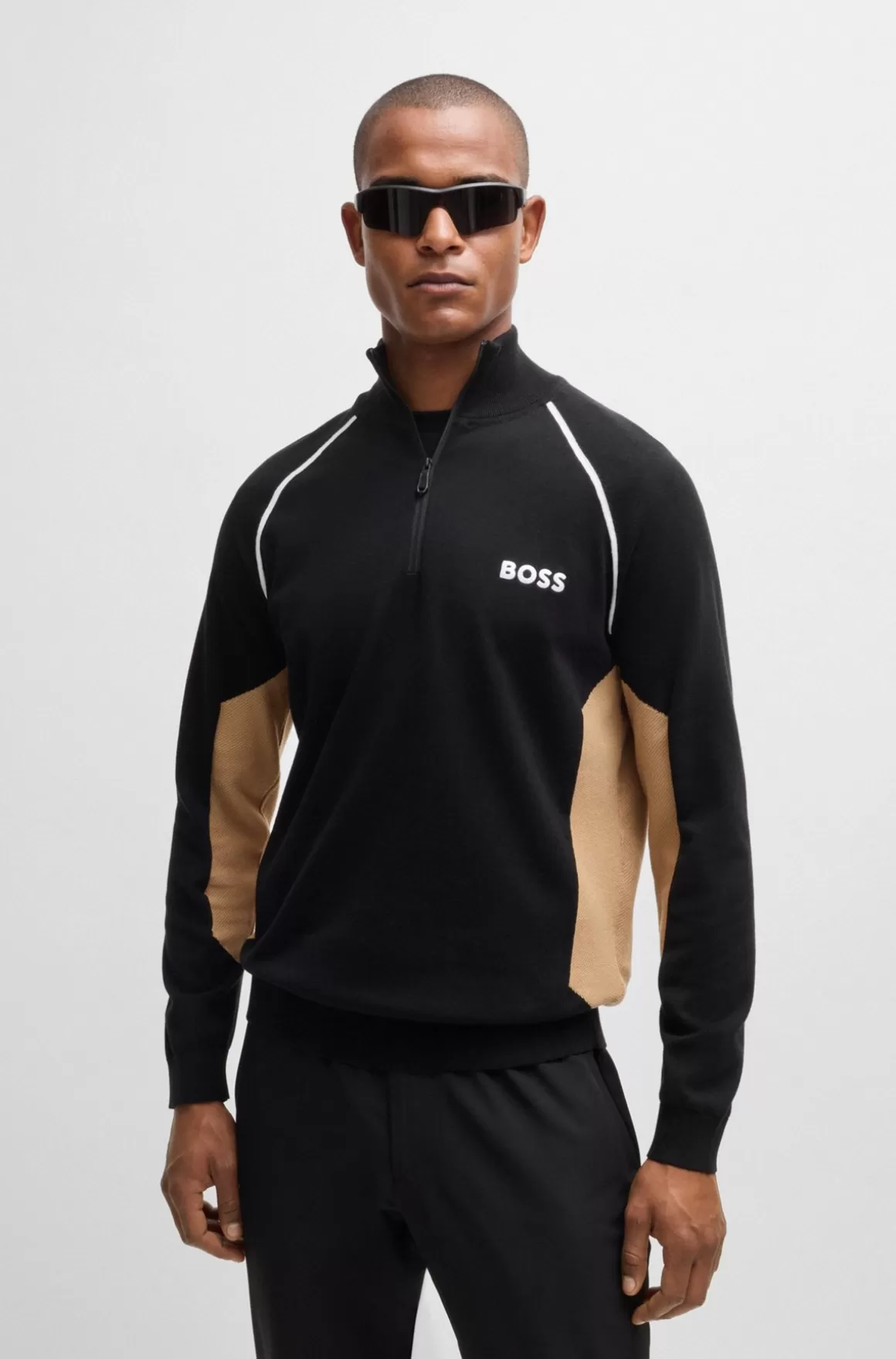 HUGO BOSS Sweater I Bomuldsblanding Med Colour Blocking Og Logo