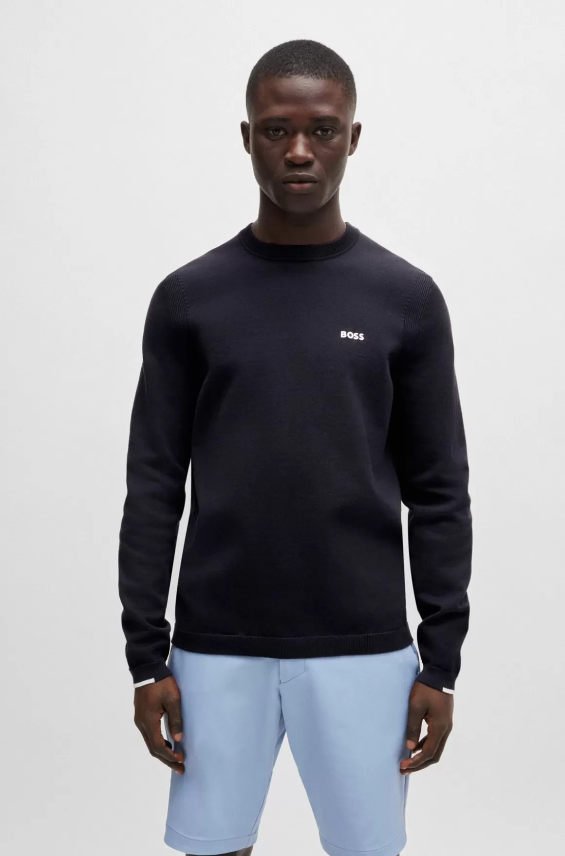 HUGO BOSS Sweater I Bomuldsblanding Med Regular Fit Og Logoprint