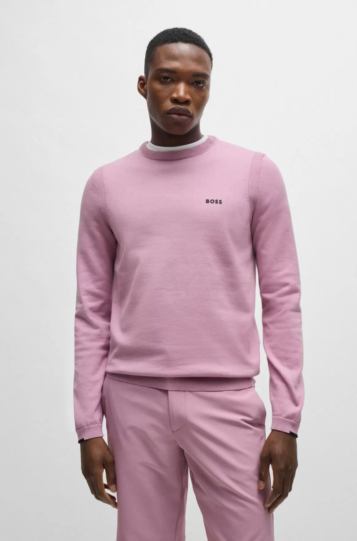 HUGO BOSS Sweater I Bomuldsblanding Med Regular Fit Og Logoprint