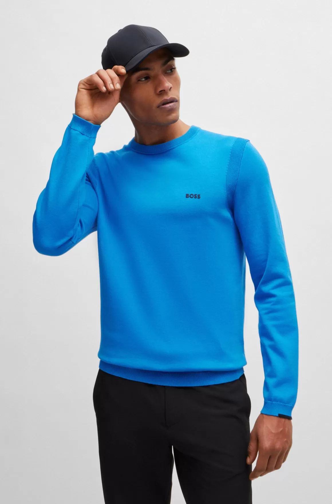 HUGO BOSS Sweater I Bomuldsblanding Med Regular Fit Og Logoprint