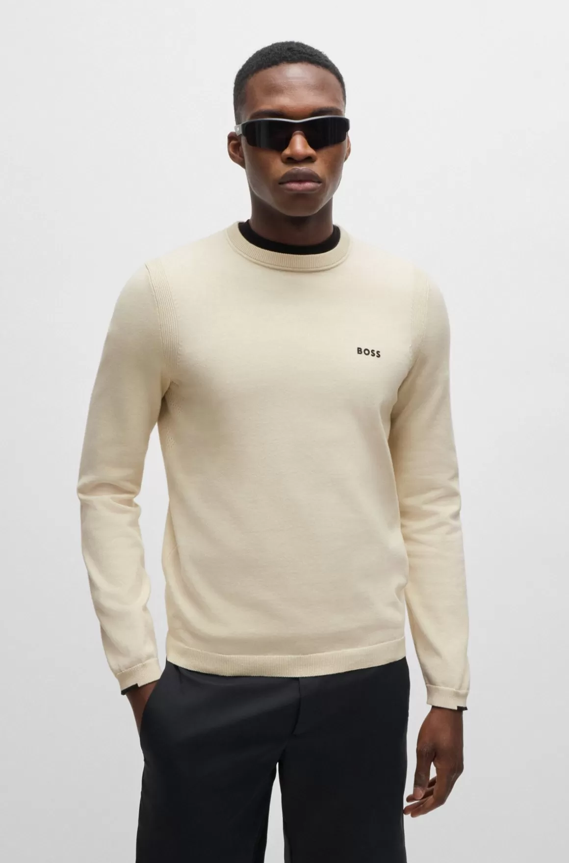 HUGO BOSS Sweater I Bomuldsblanding Med Regular Fit Og Logoprint