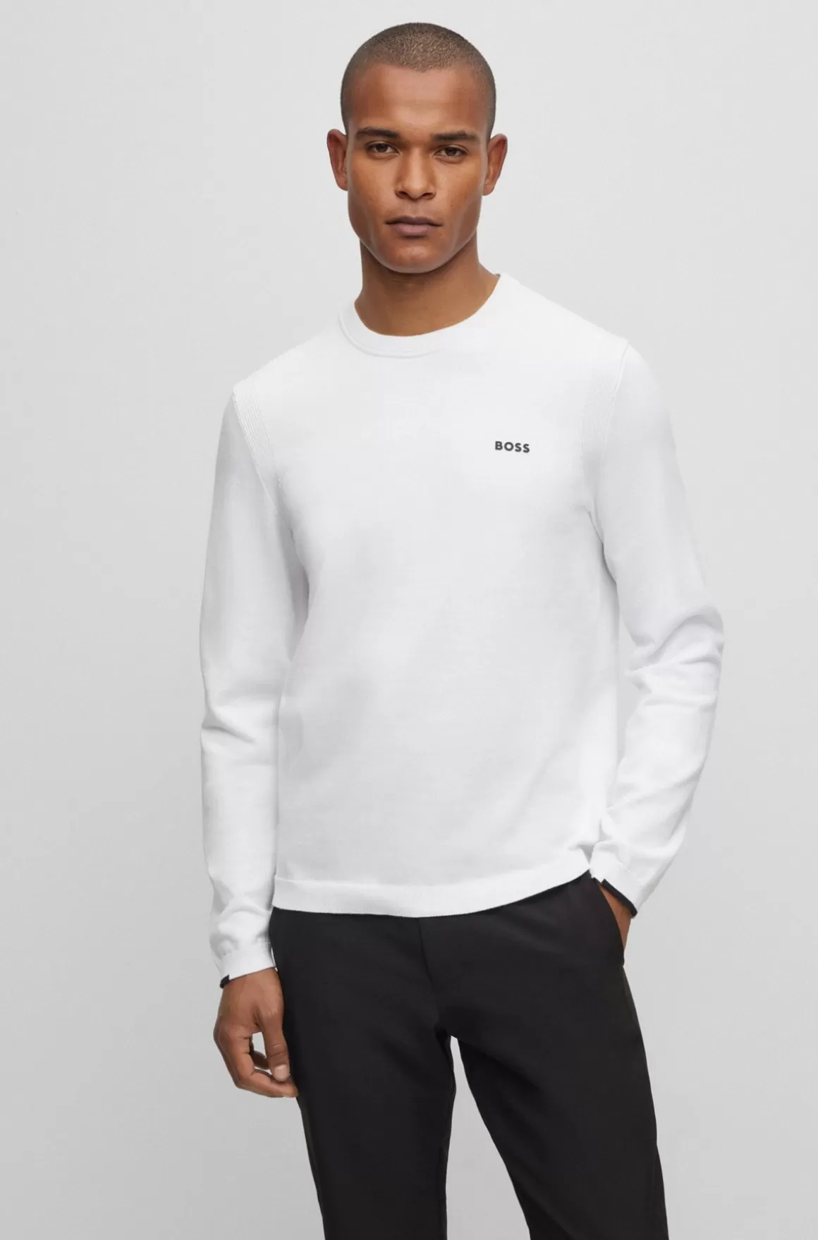 HUGO BOSS Sweater I Bomuldsblanding Med Regular Fit Og Logoprint
