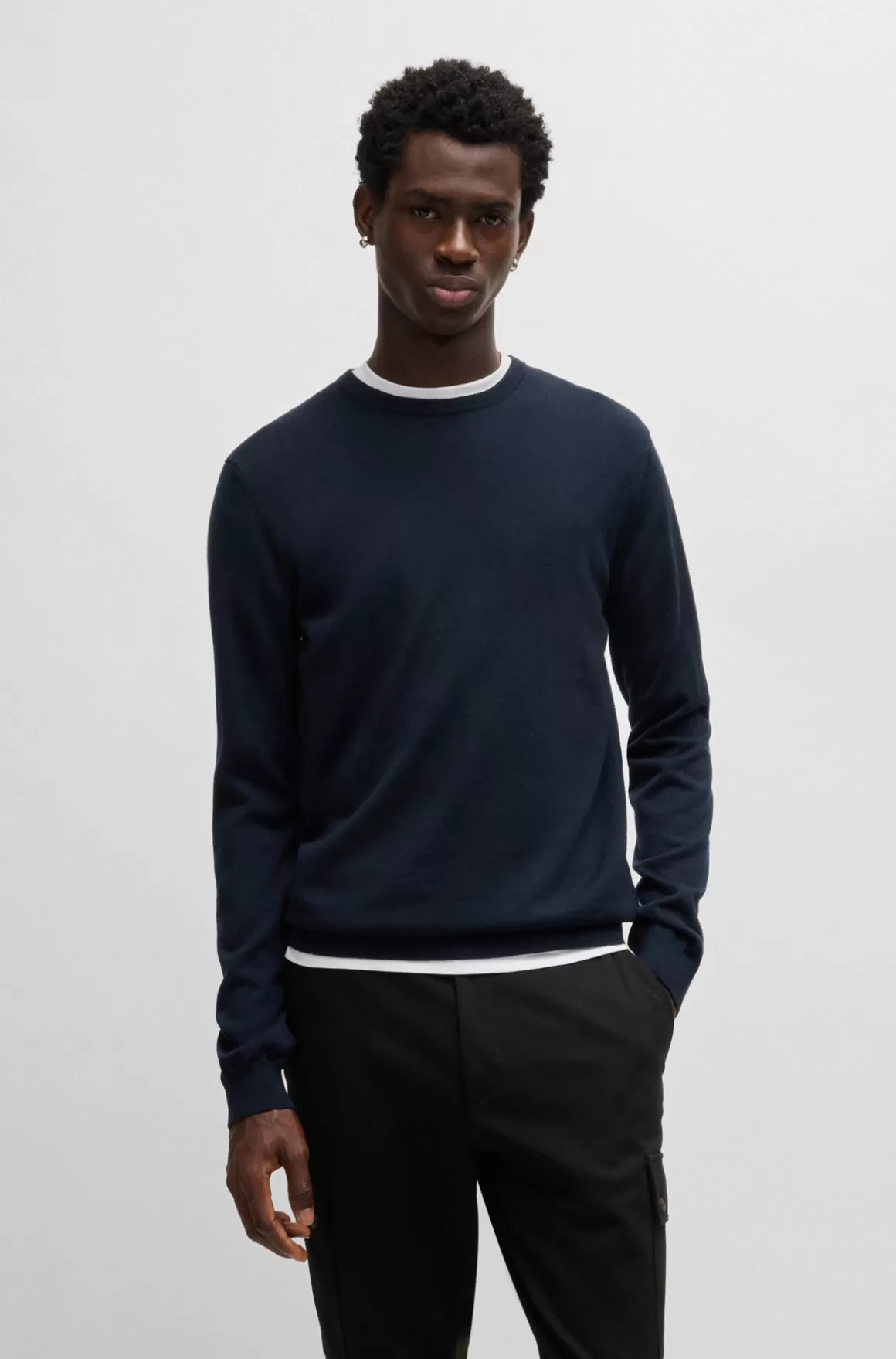 HUGO BOSS Sweater I Ny Uld Med Broderet Logo