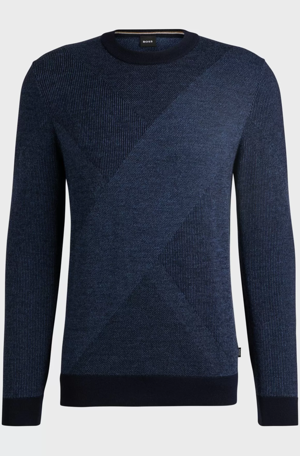 HUGO BOSS Sweater I Ny Uld Med Strikket Mønster I To Nuancer