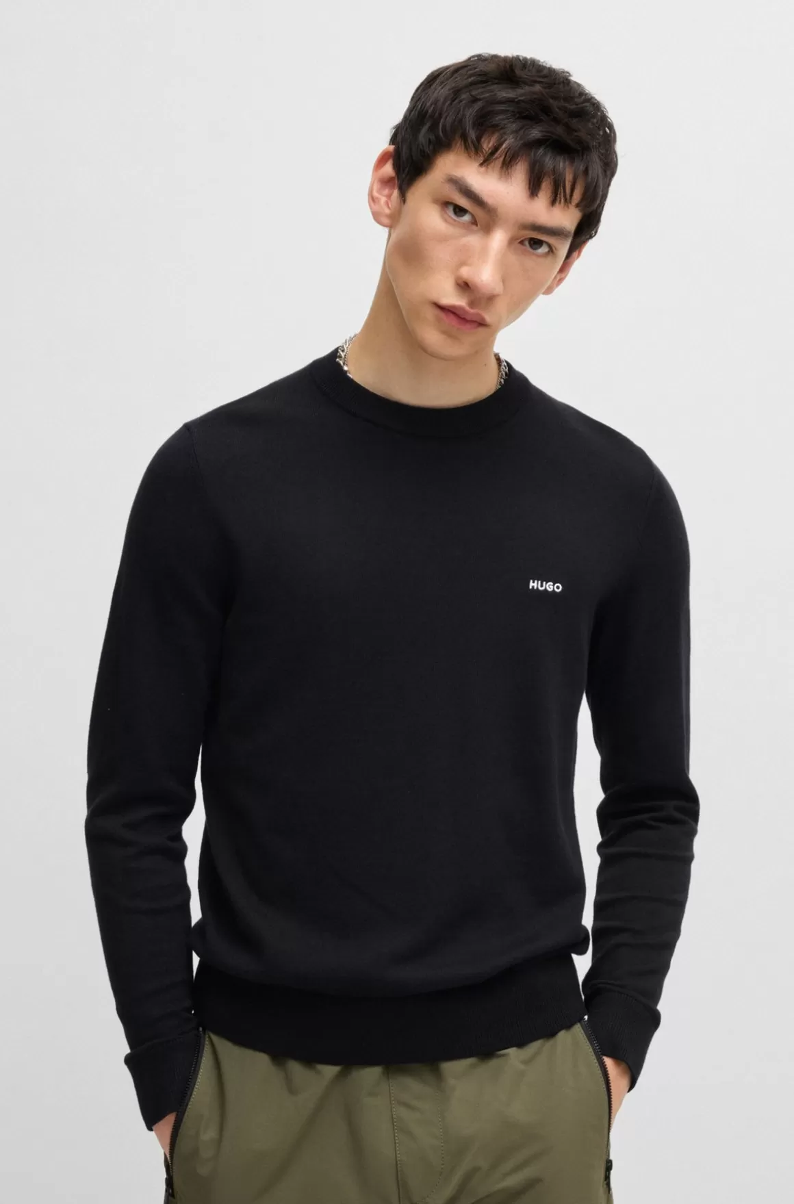 HUGO BOSS Sweater Med Almindelig Pasform I Bomuldsblanding