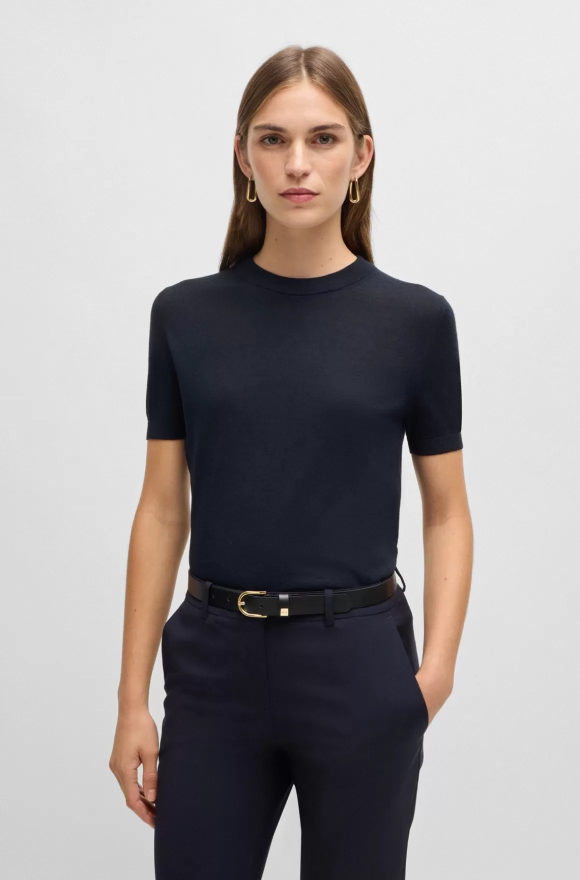 HUGO BOSS Sweater Med Korte ærmer I Merinould