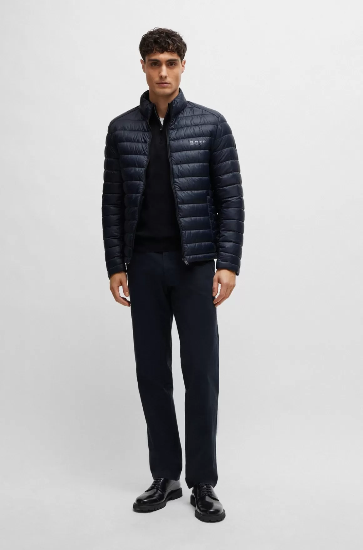 HUGO BOSS Sweater Med Lynlås I Halsen I Bomuld Med Broderet Logo