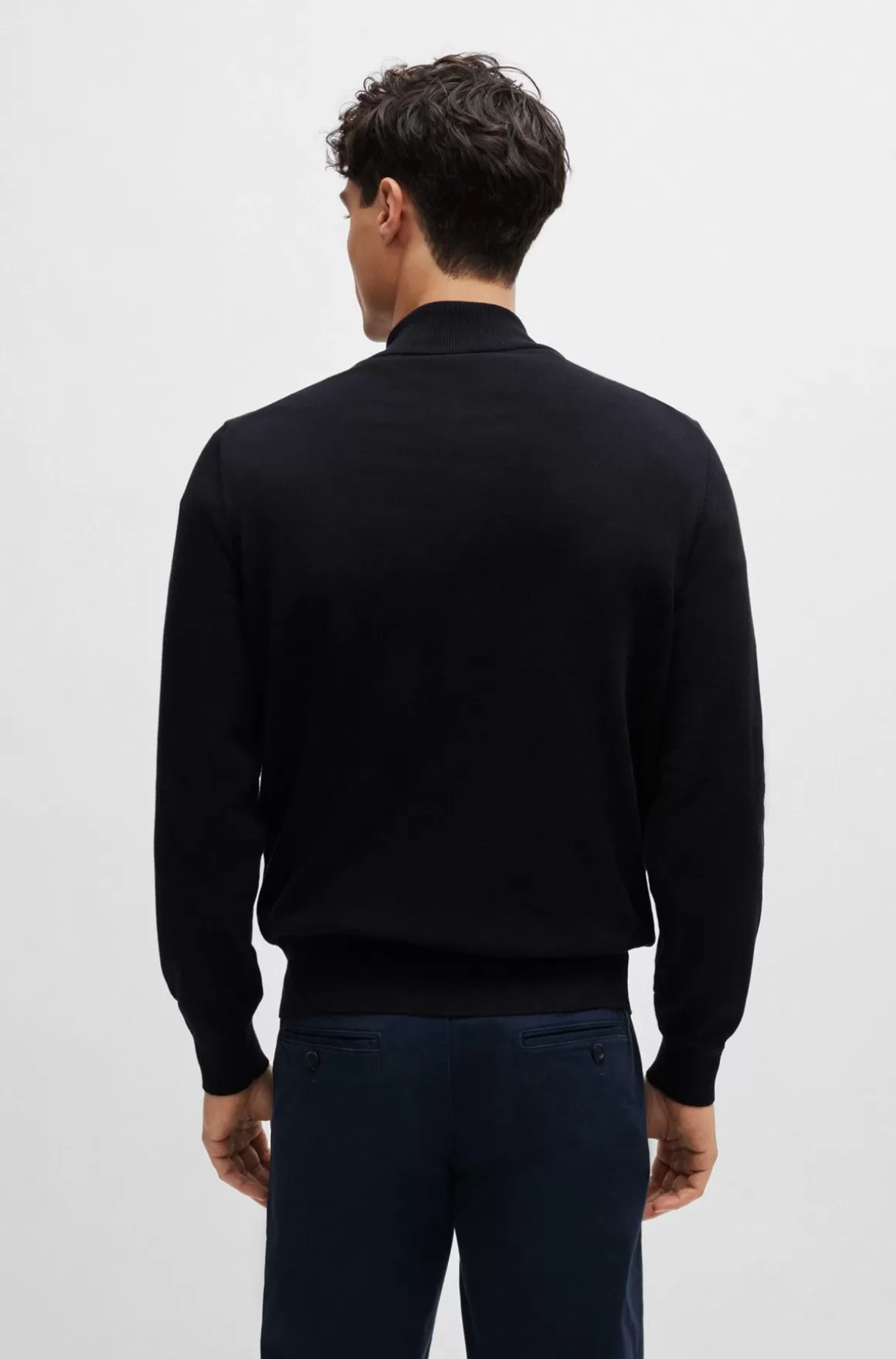 HUGO BOSS Sweater Med Lynlås I Halsen I Bomuld Med Broderet Logo