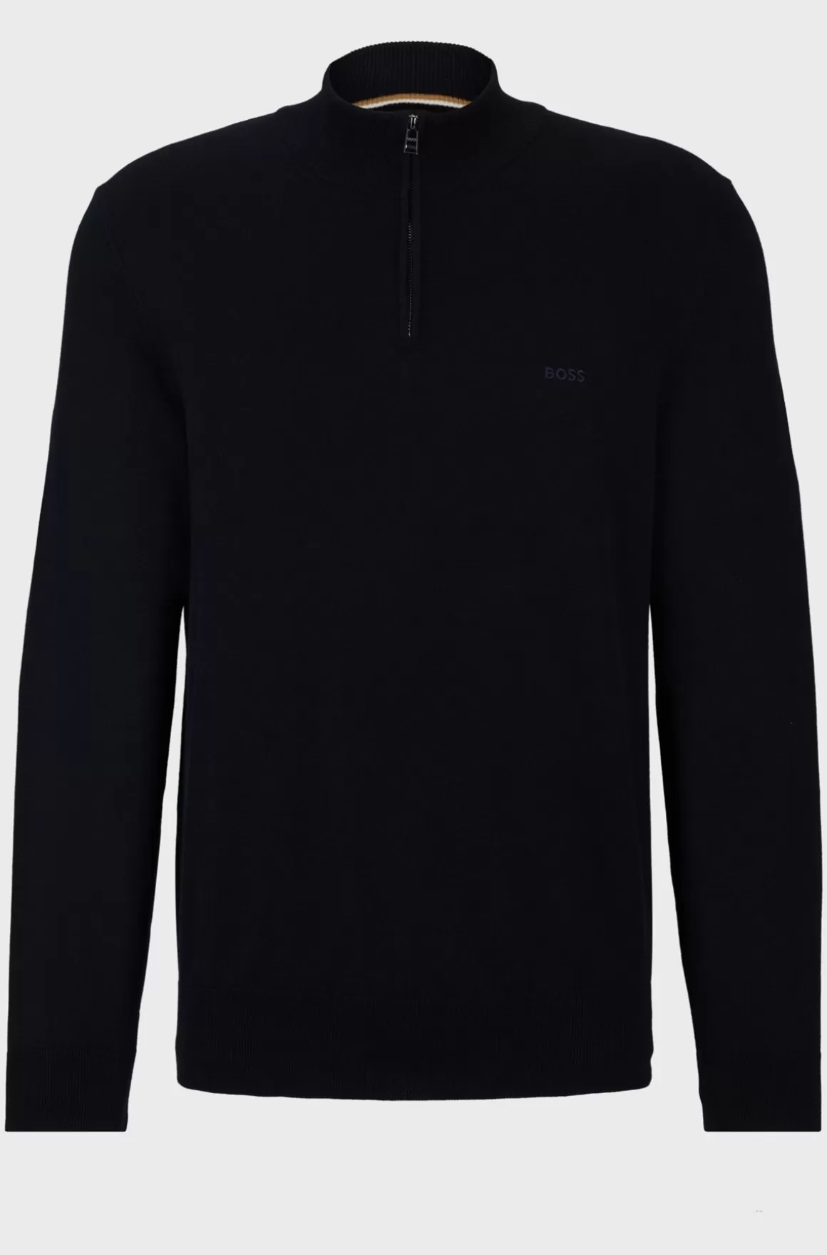 HUGO BOSS Sweater Med Lynlås I Halsen I Bomuld Med Broderet Logo