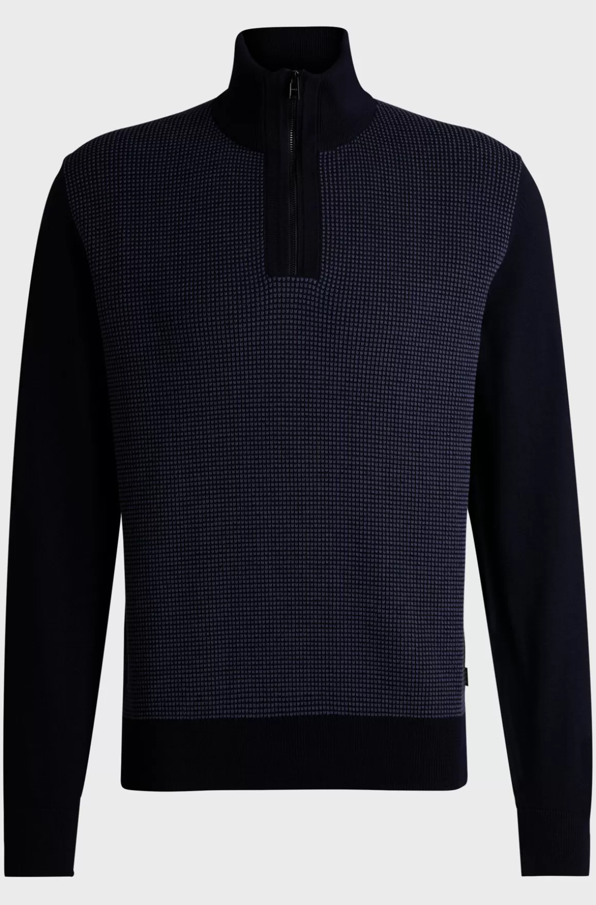 HUGO BOSS Sweater Med Lynlås I Halsen I Ny Uld Med Blandede Strukturer