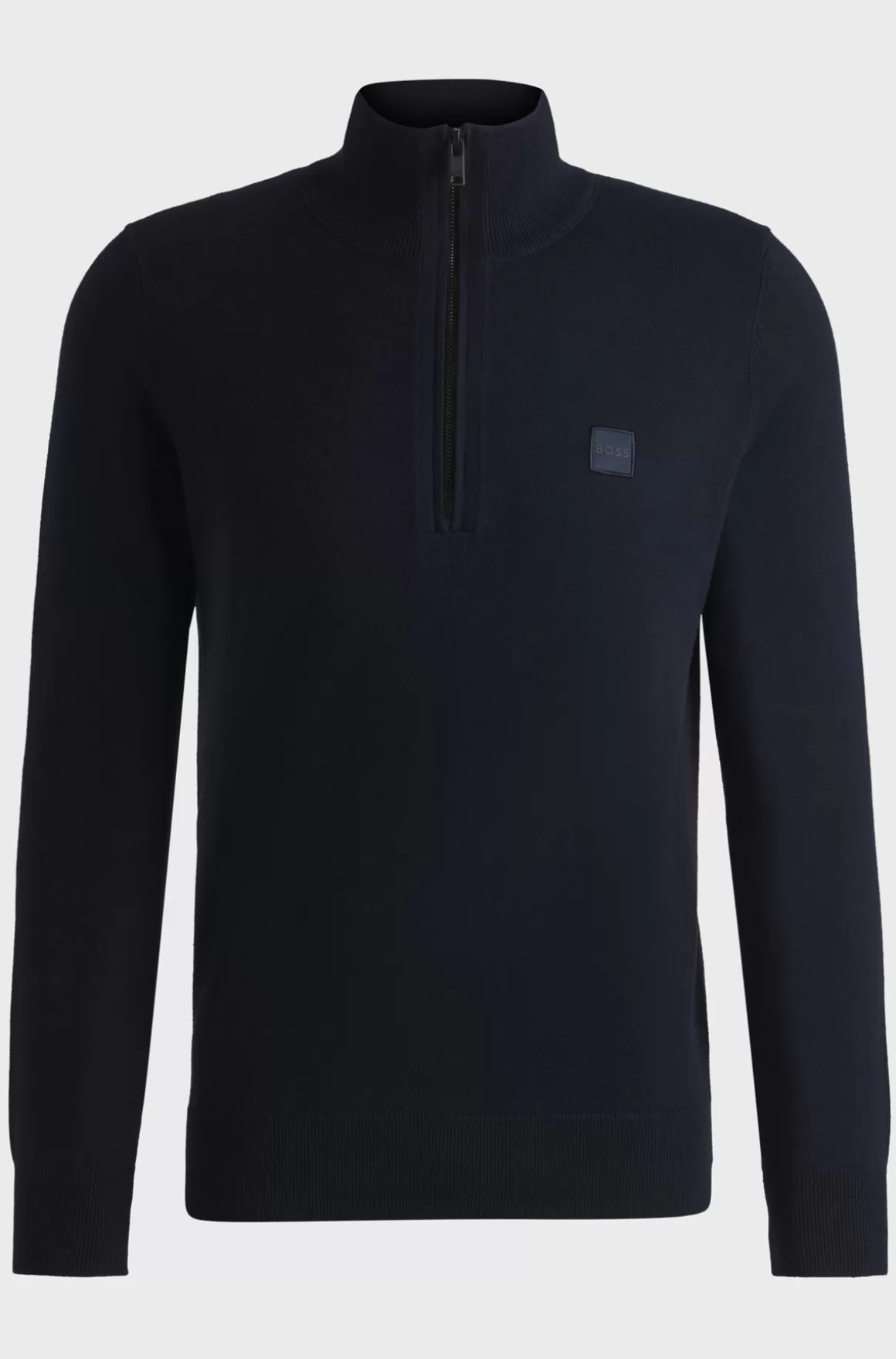 HUGO BOSS Sweater Med Lynlås I Halsen Og Logomærkat I Bomuld Og Kashmir