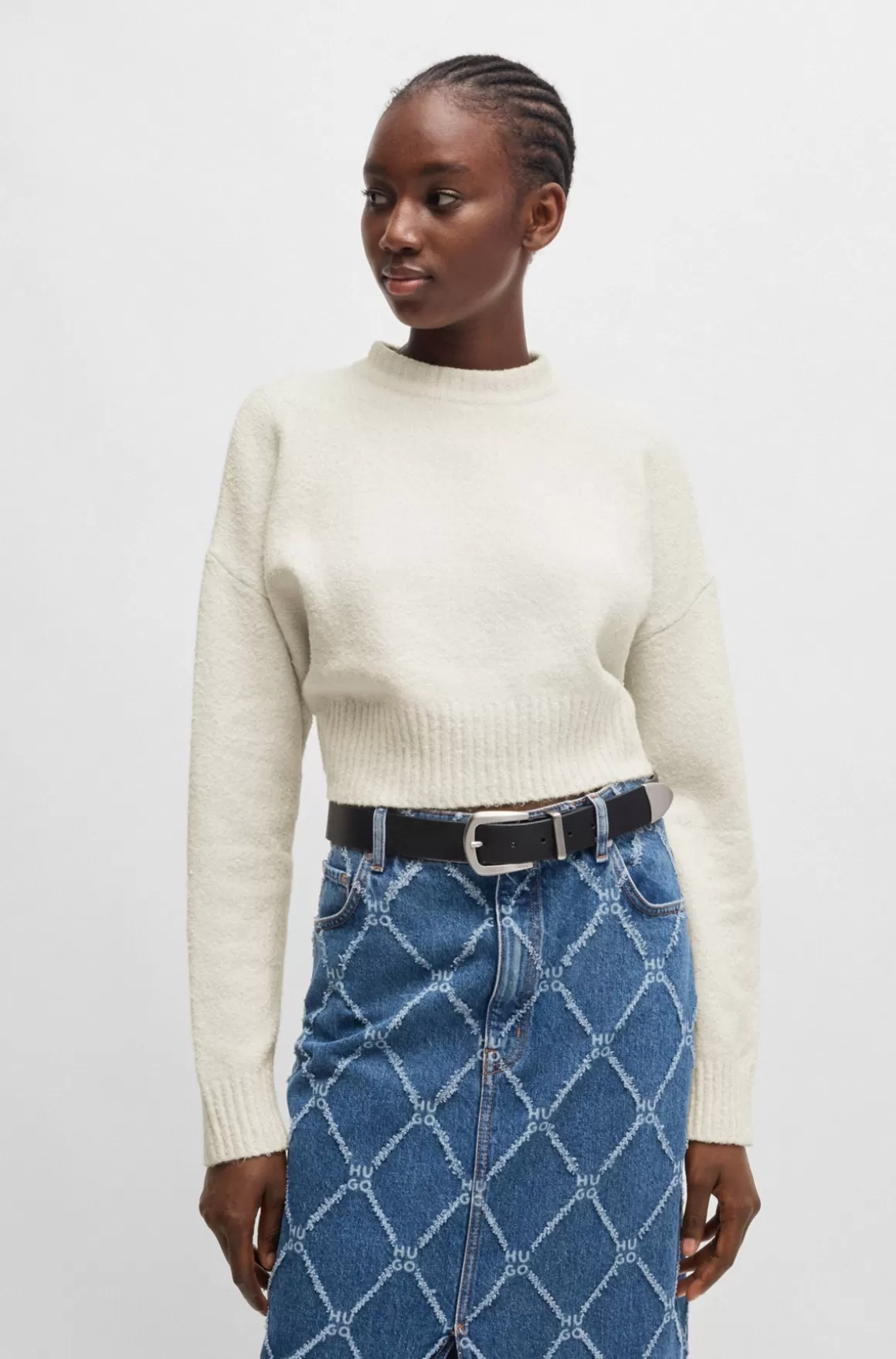 HUGO BOSS Sweater Med Relaxed Fit I Bomuldsblanding Med Stablet Logo