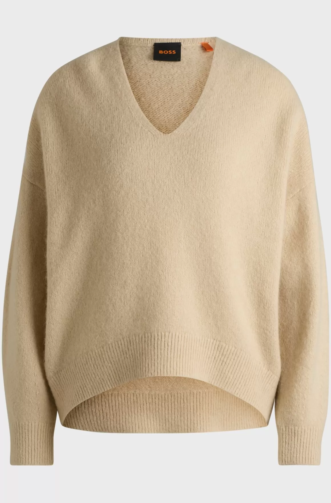 HUGO BOSS Sweater Med Relaxed Fit Og V-hals I Uldblanding