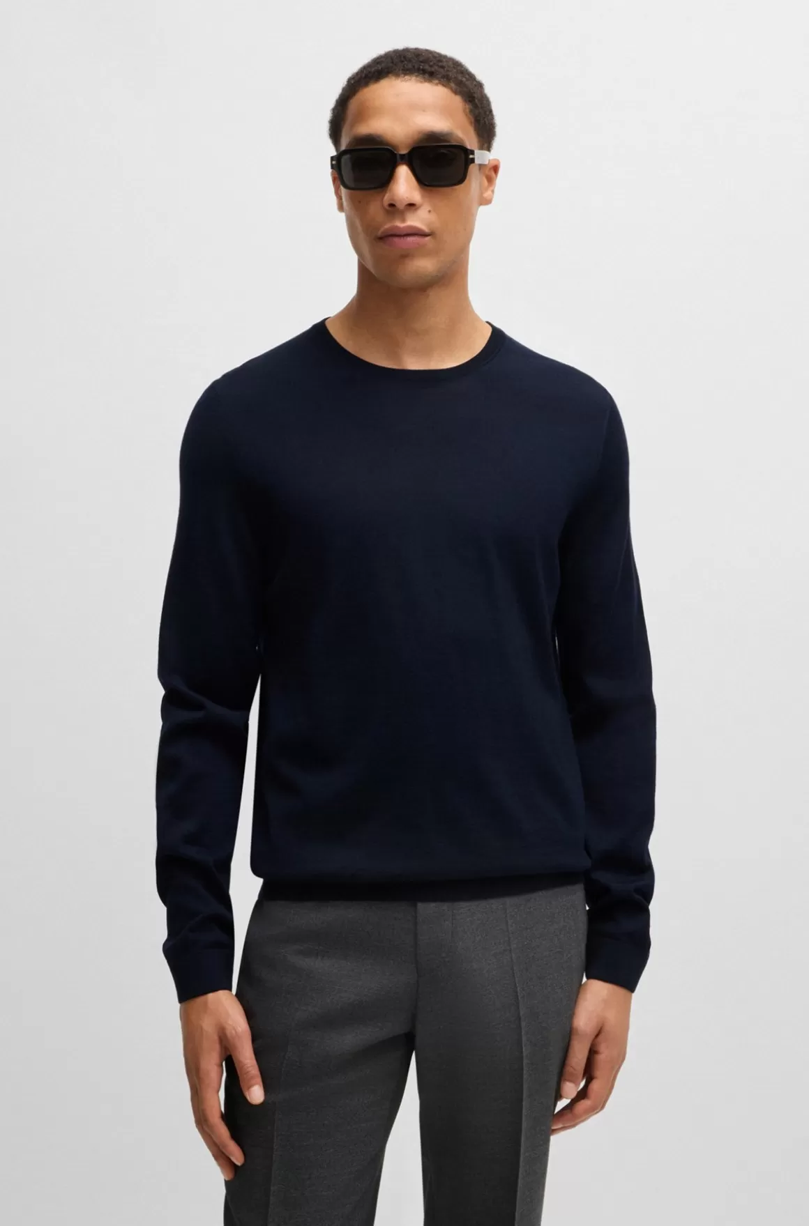 HUGO BOSS Sweater Med Slim Fit Og Crew Neck I Ny Uld