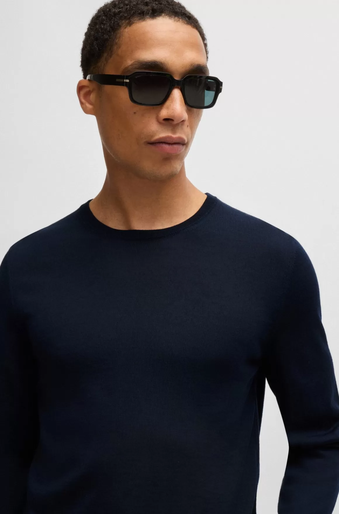 HUGO BOSS Sweater Med Slim Fit Og Crew Neck I Ny Uld