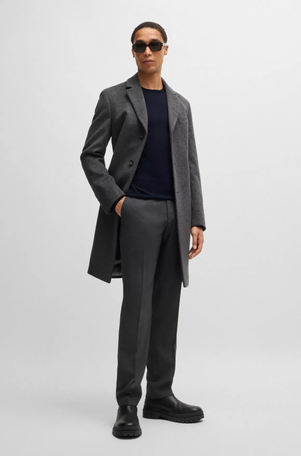 HUGO BOSS Sweater Med Slim Fit Og Crew Neck I Ny Uld