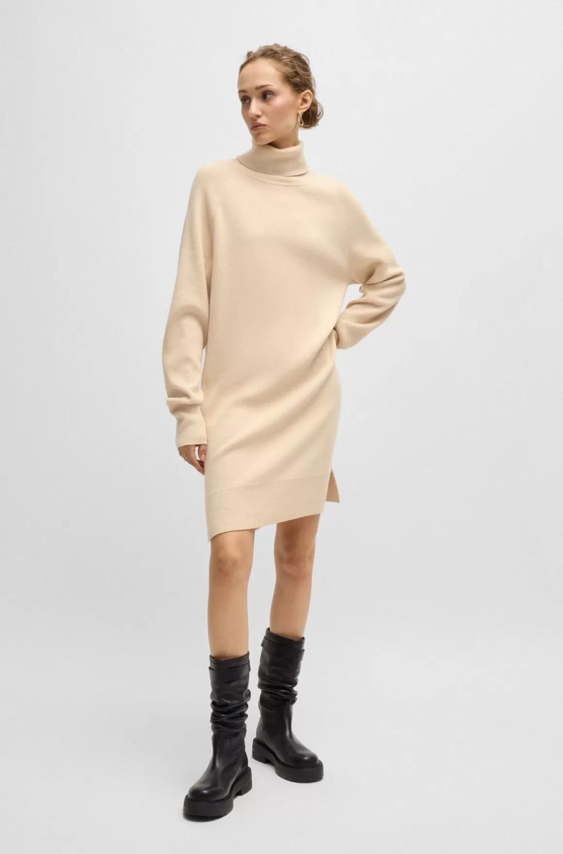 HUGO BOSS Sweaterkjole Med Rullekrave I Ny Uld Og Kashmir